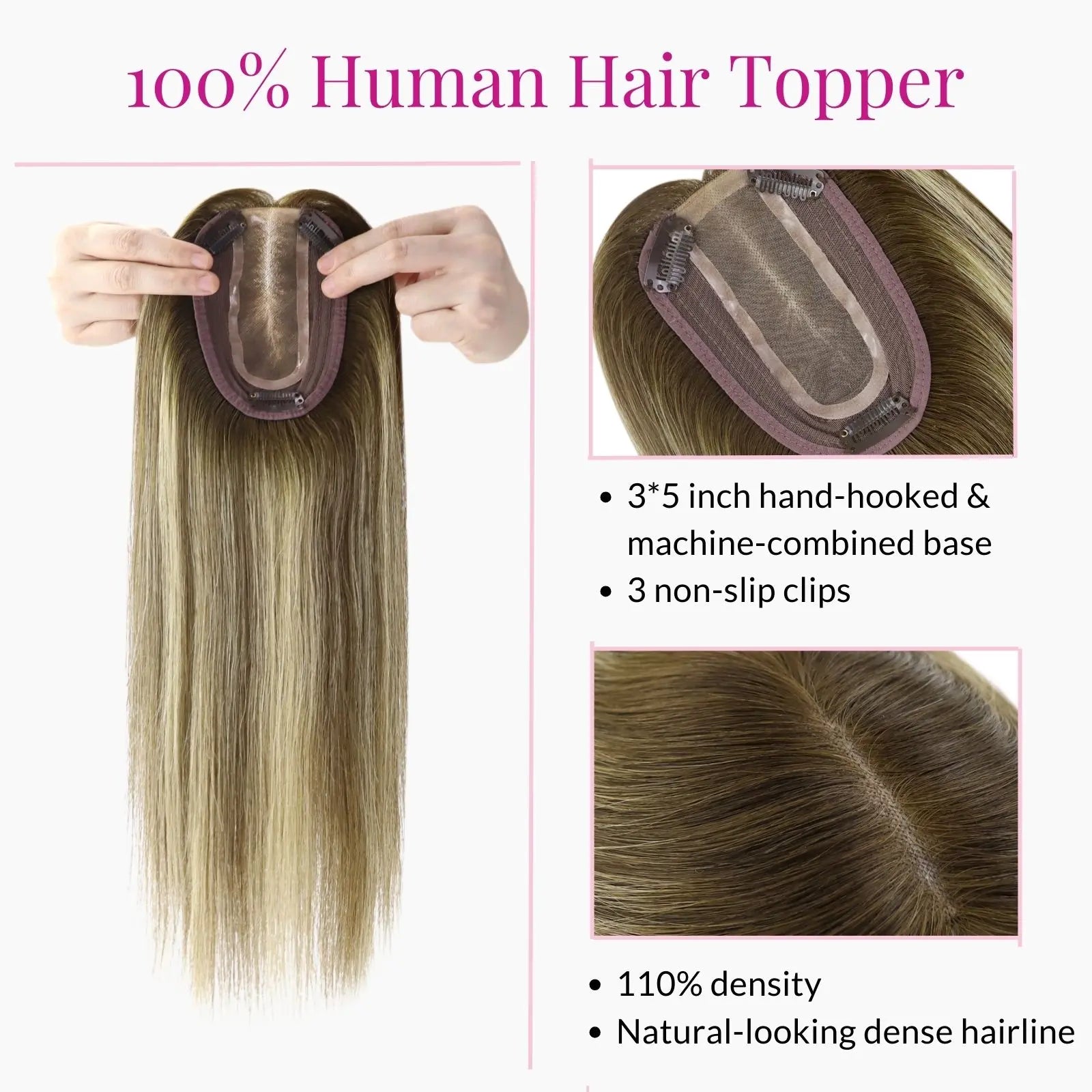 100% human hair topper virgin human hairpieces