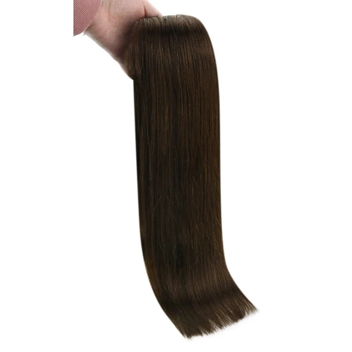 7Pcs Clip in Remy Human Hair Extensions Clip ins Brown #4