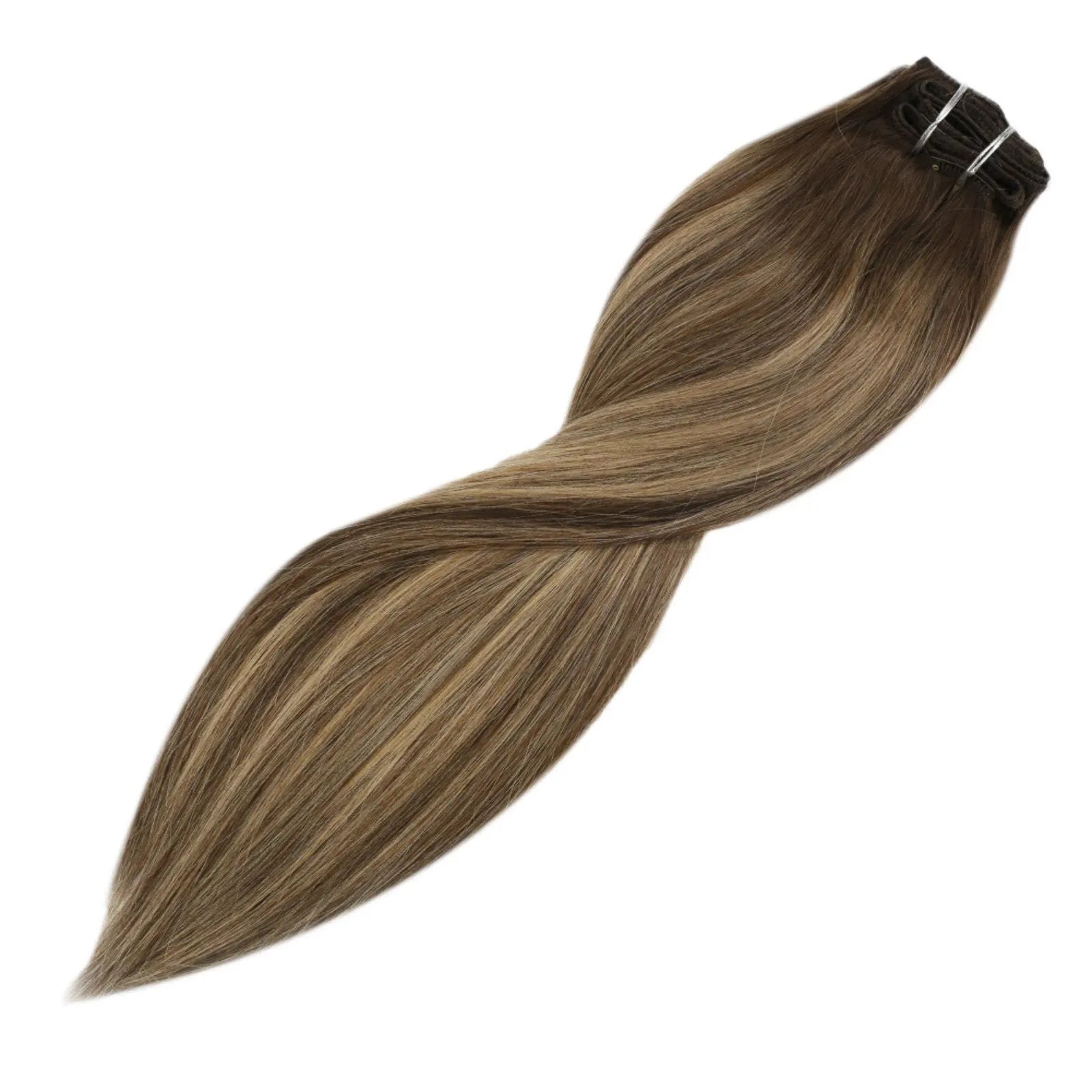 clip hair extensions balayage brown with blonde