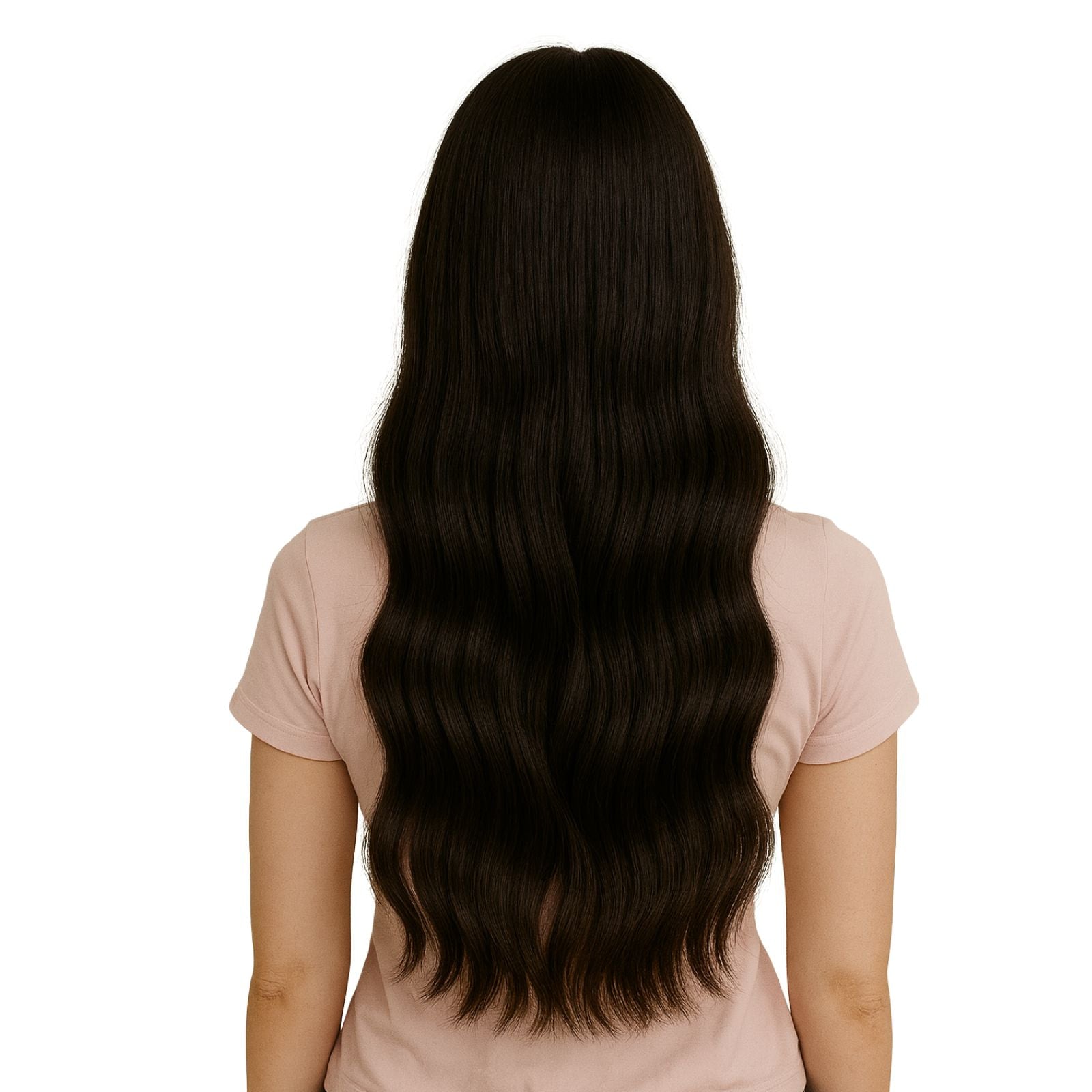 7Pcs Clip in Remy Human Hair Extensions Clip ins Darkest Brown