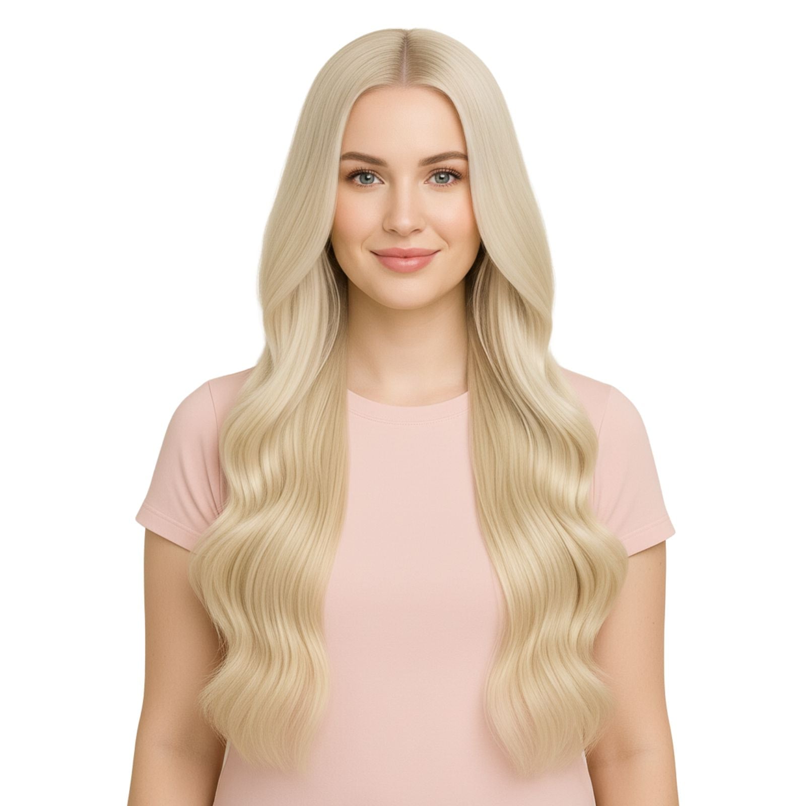 7pcs Clip in Remy Human Hair Extensions Clip ins Platinum Blonde