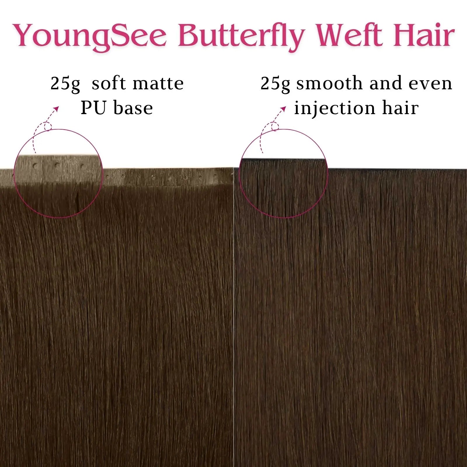 Youngsee pu hole weft extensions less tension