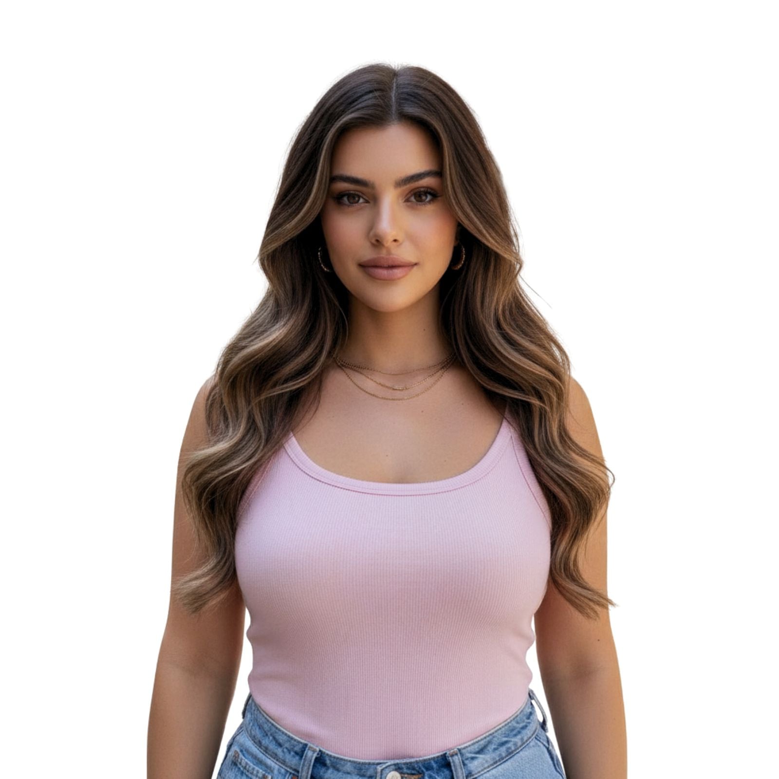 Clip in Remy Human Hair Extensions 7Pcs Clip-Ins Balayage Brown