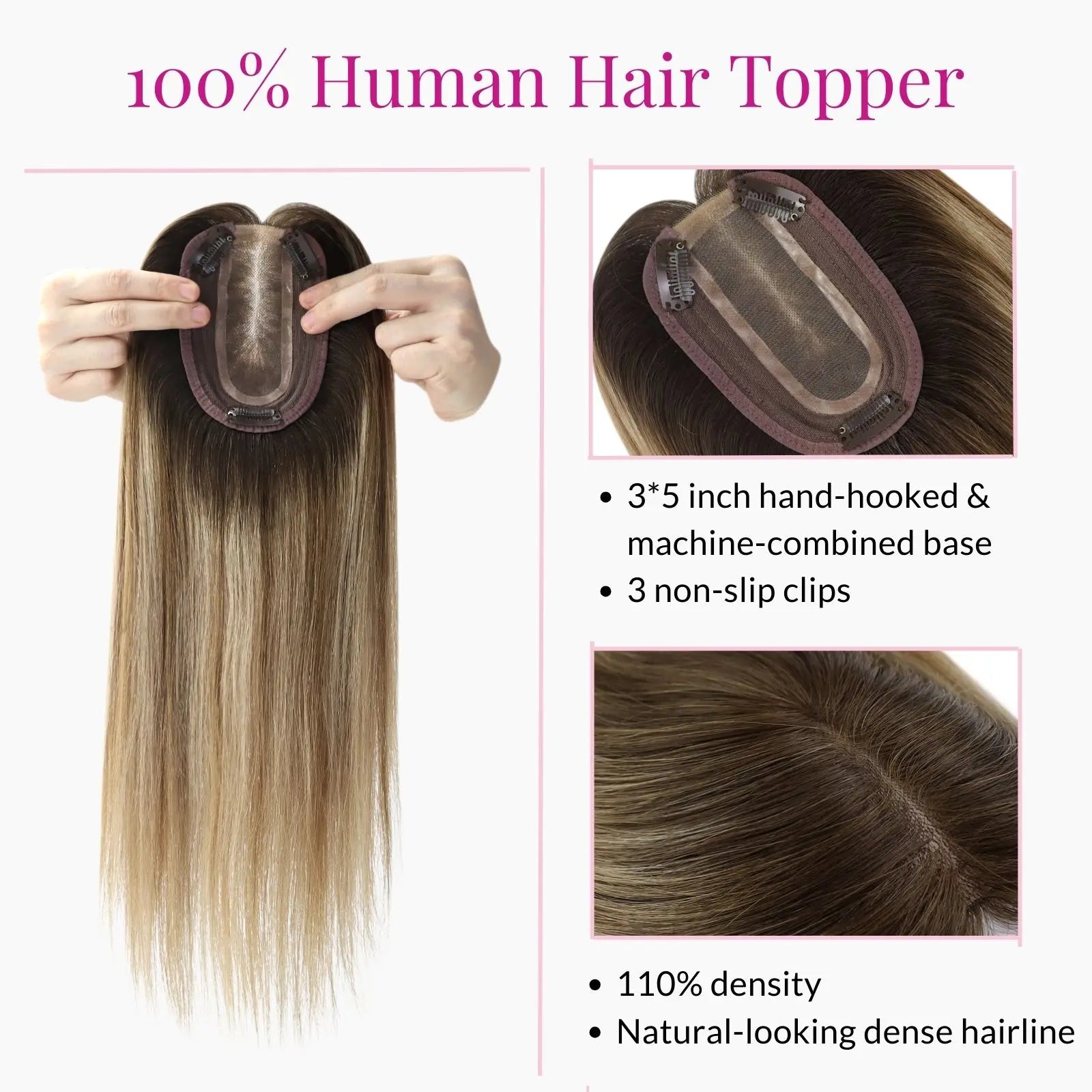 Best Virgin Human Hair Topper Mono Base Bronde Brown Balayage For Thinning hiar