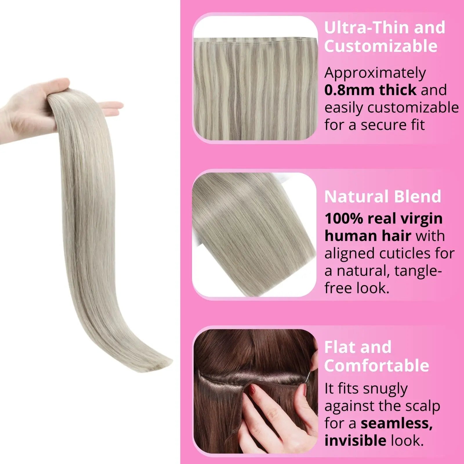 seamless human hair bundles silk weft hair