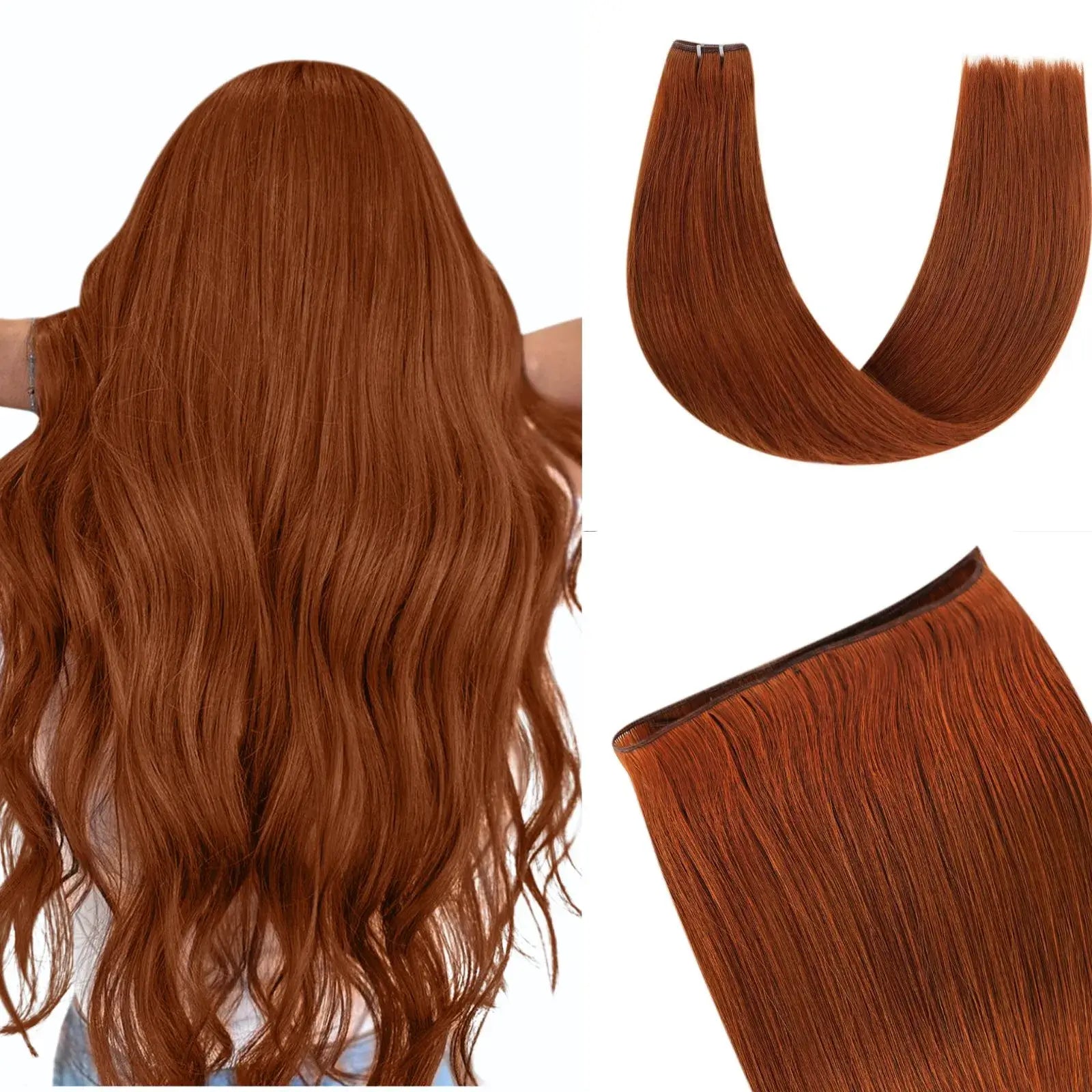 Genius Weft Hair Extensions No Short Return Hair Copper Red