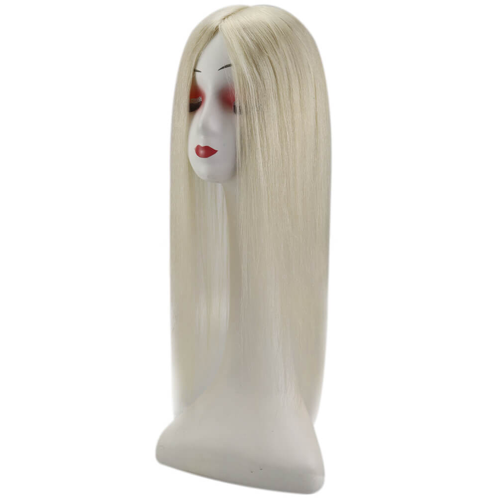 Topper Hair Pieces 100% Human Hair Platinum Blonde #60-3*5 inch |Youngsee