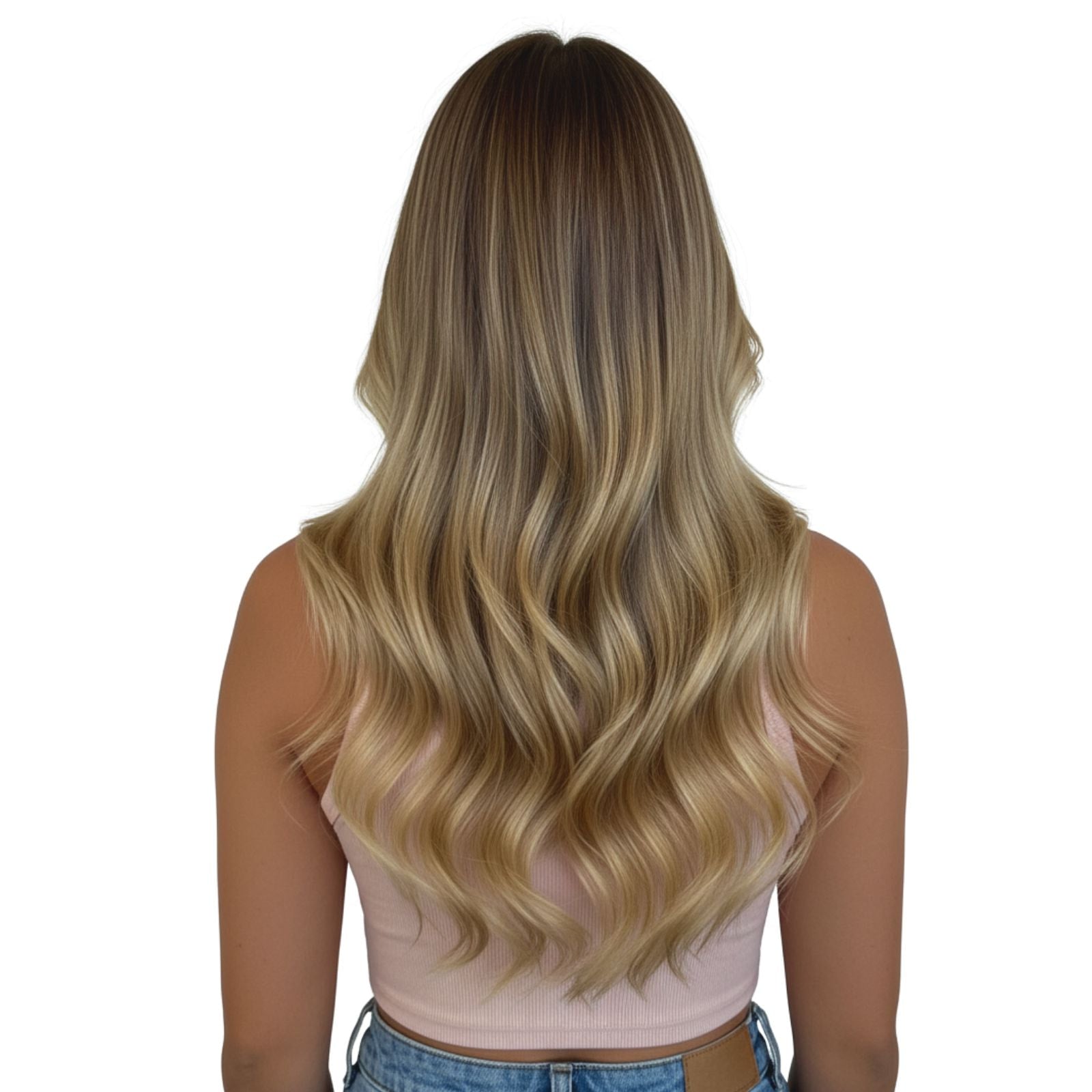 Human Clip in Hair Extensions Remy Human Hair Bronde Brown Balayage