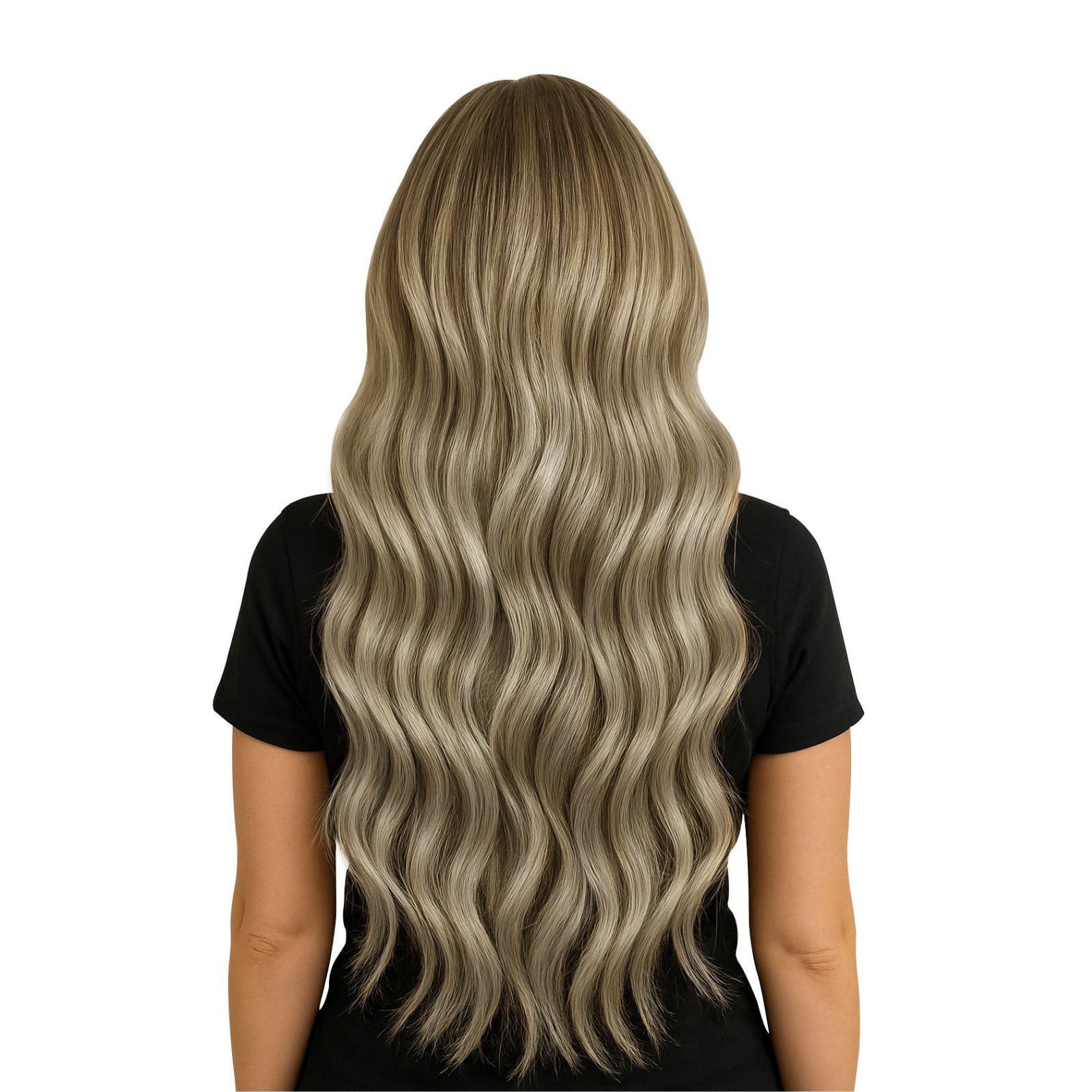 Injected PU Design Hair Extensions 7Pcs Clip-Ins Balayage Brown with Blonde