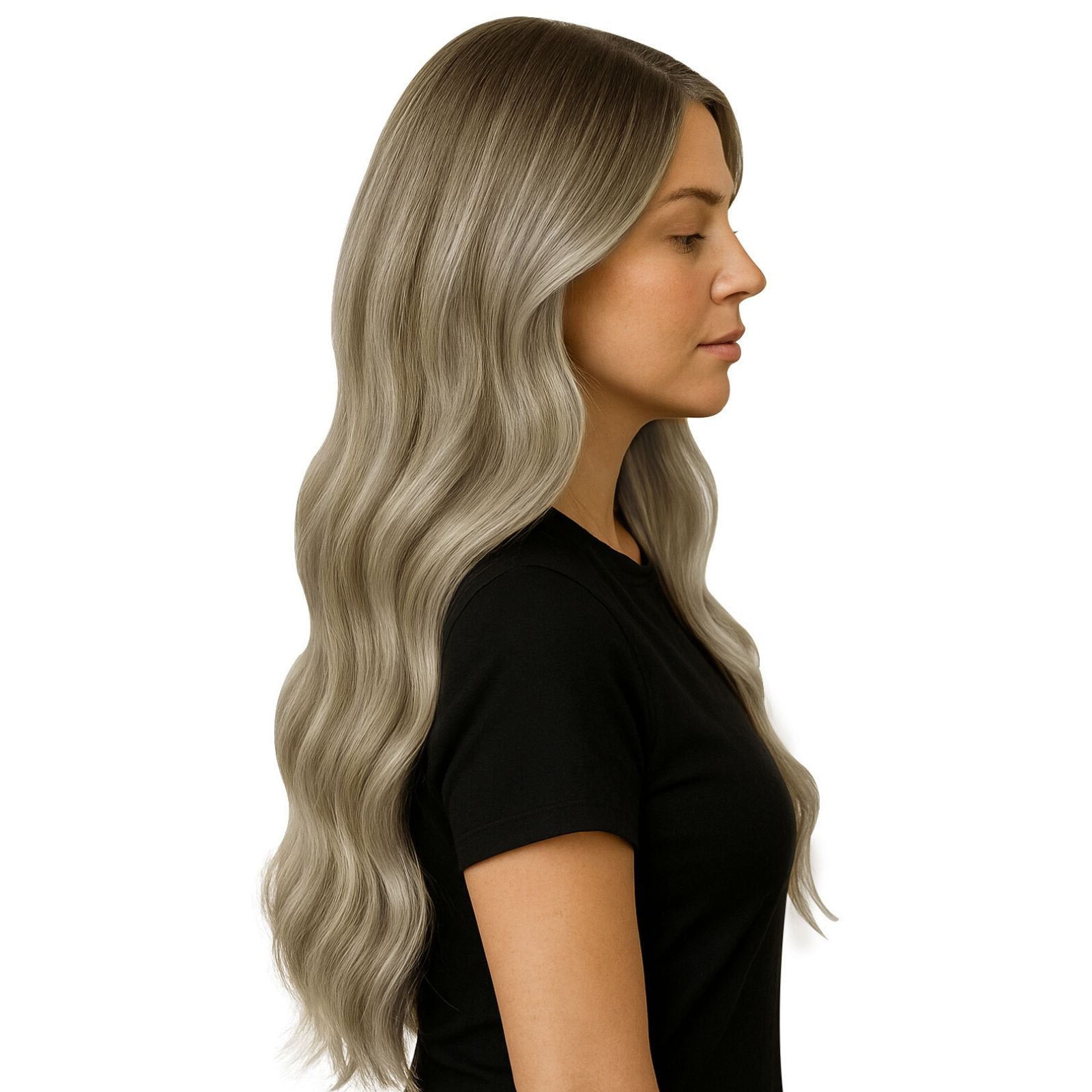 Injection Clip in Hair Extensions PU Clip in Bronde Brown Balayage