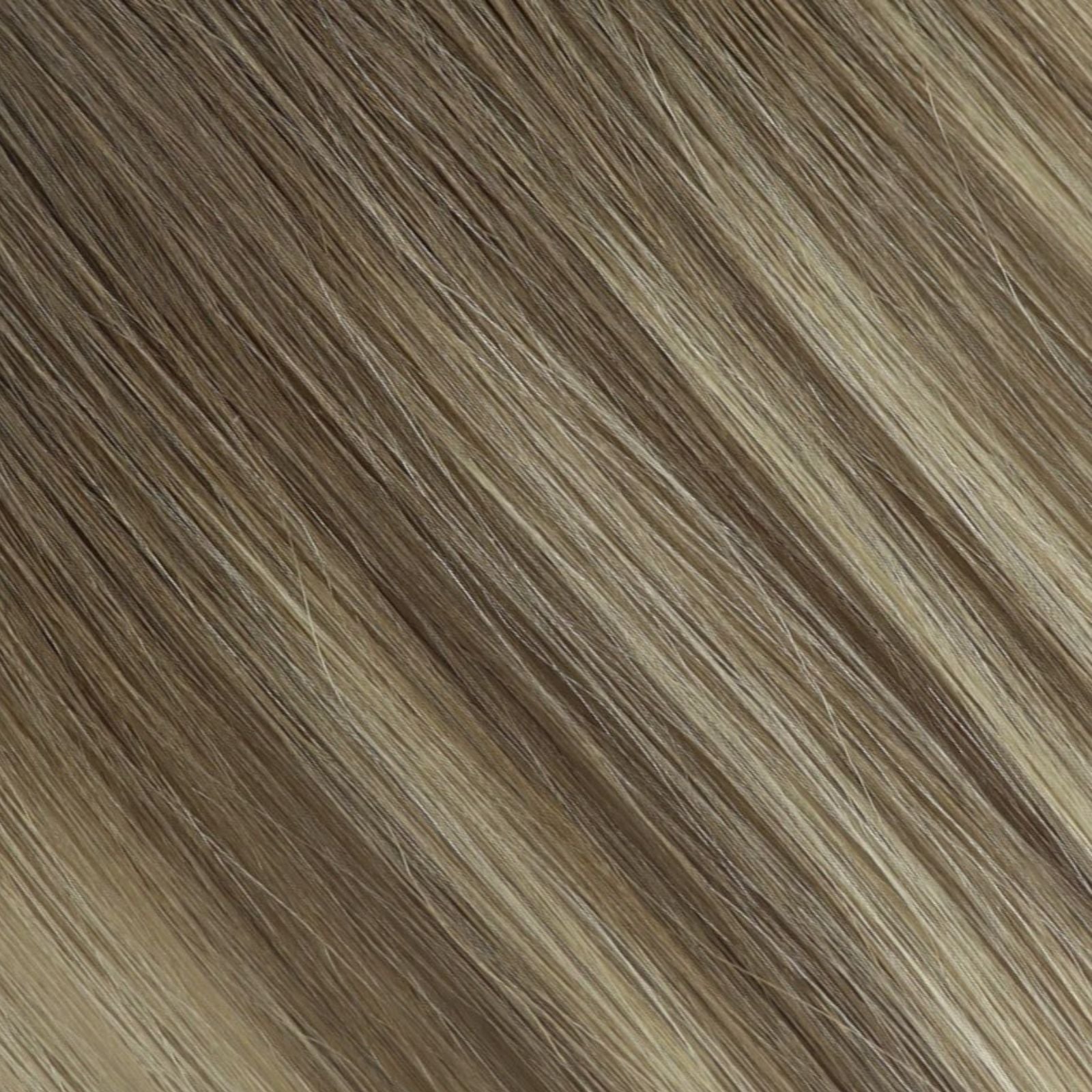 PU Hole Flat Weft Extensions Virgin Human Hair Balayage Cool Ash Blonde