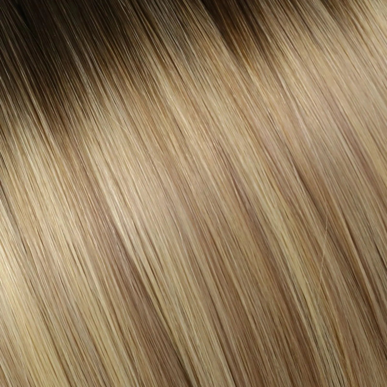 PU Hole Flat Weft Extensions Virgin Human Hair Golden Chestnut Brown