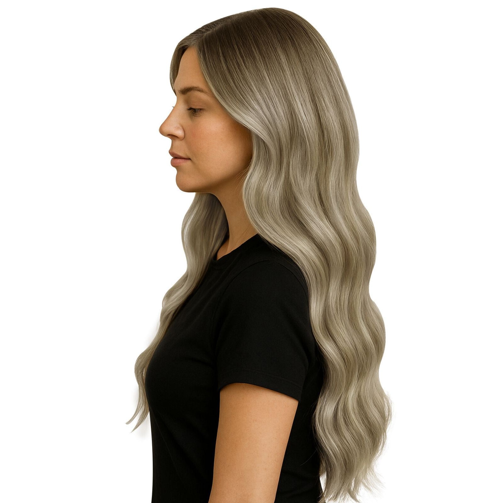 Injection Clip in Hair Extensions PU Clip in Bronde Brown Balayage