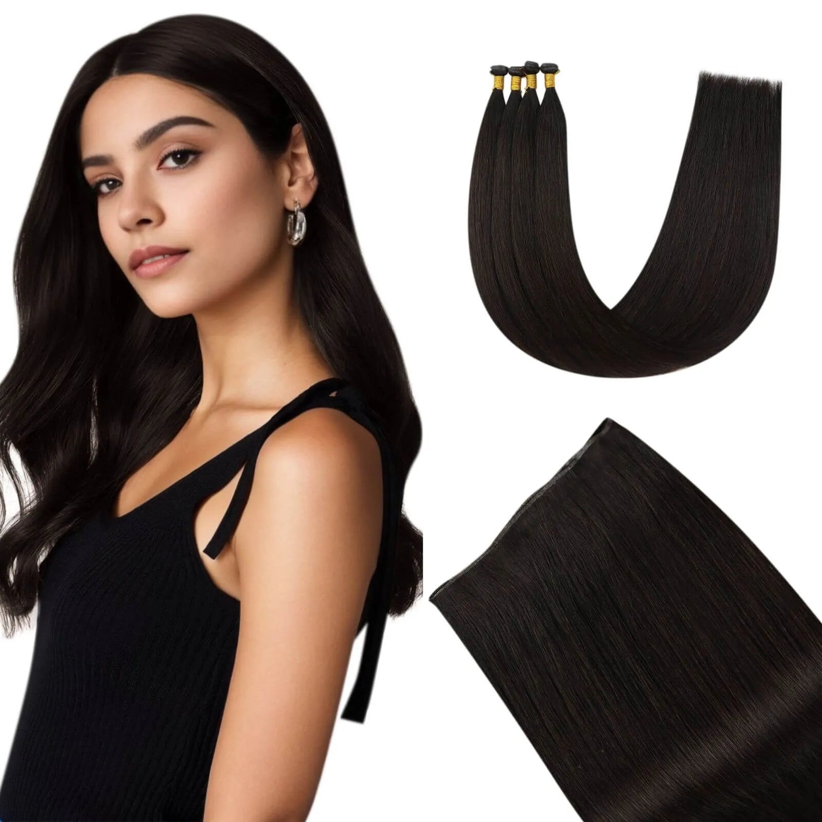 genius weft hair extensions dark brown hair