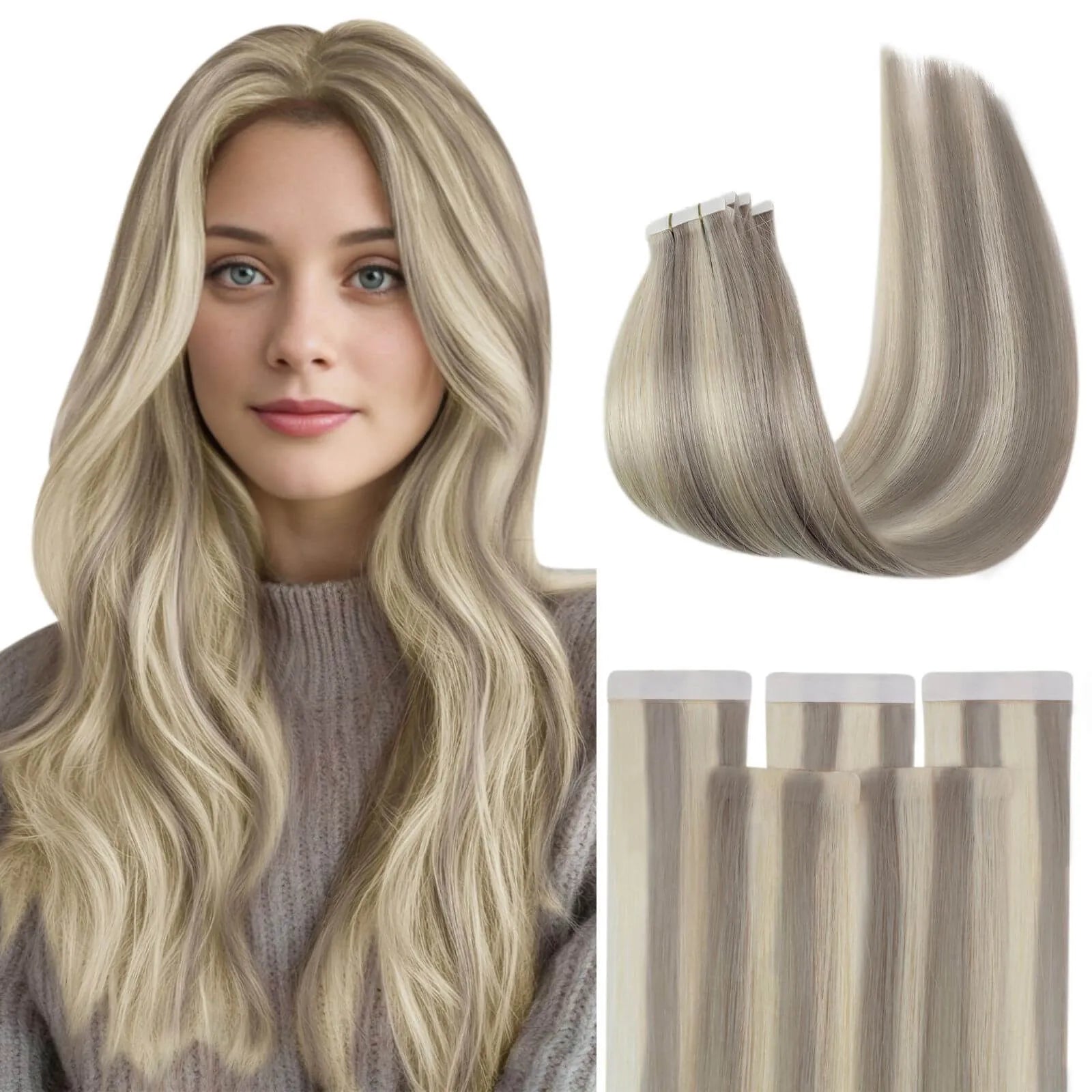 Injection Tape in Hair Extensions blonde with brown