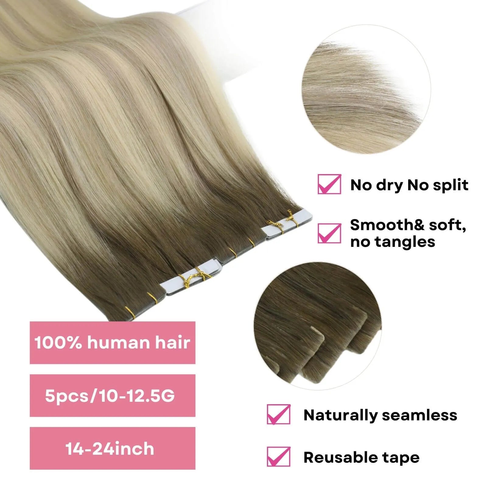 invisible tape in extensions ash brown virgin human hair