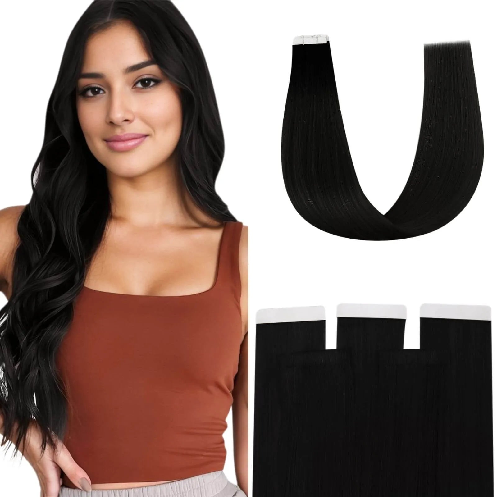 Injection Tape in Hair Extensions jet black