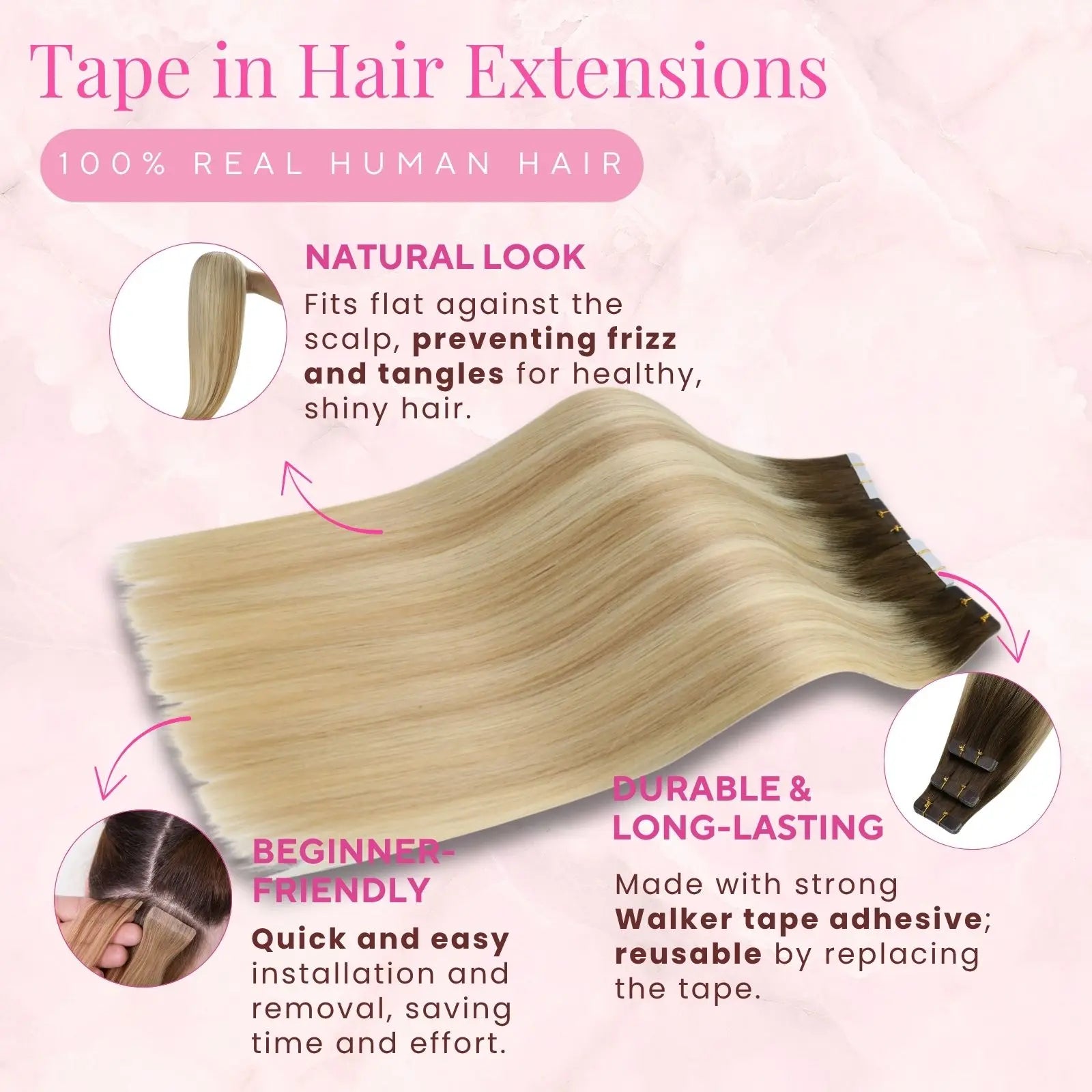 Golden Chestnut Brown tape in hair extensions