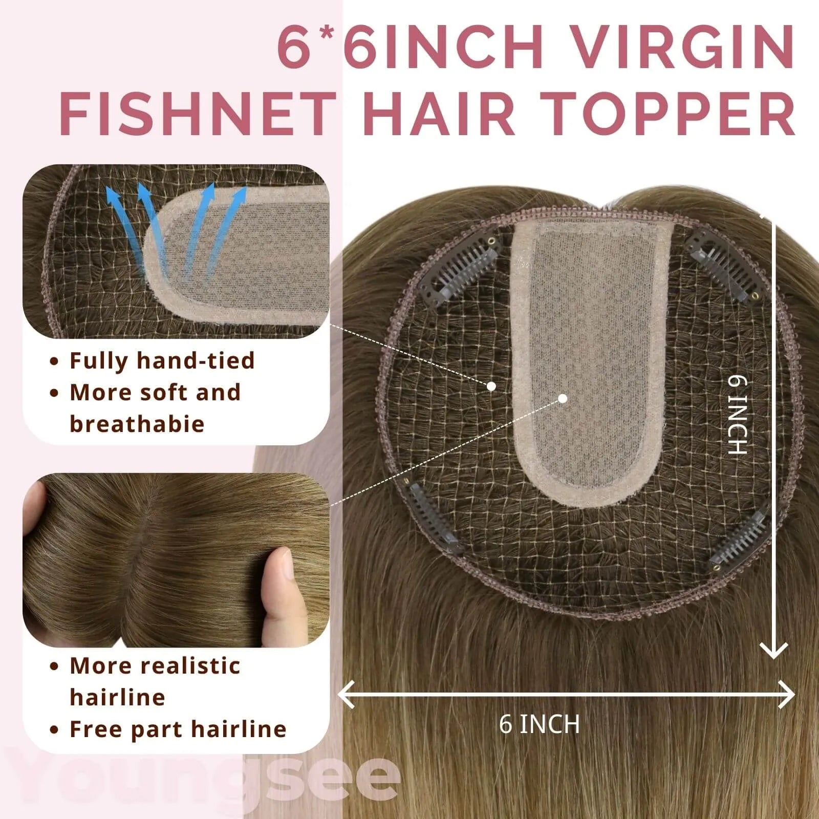 hair topper for women fishnet hair large base