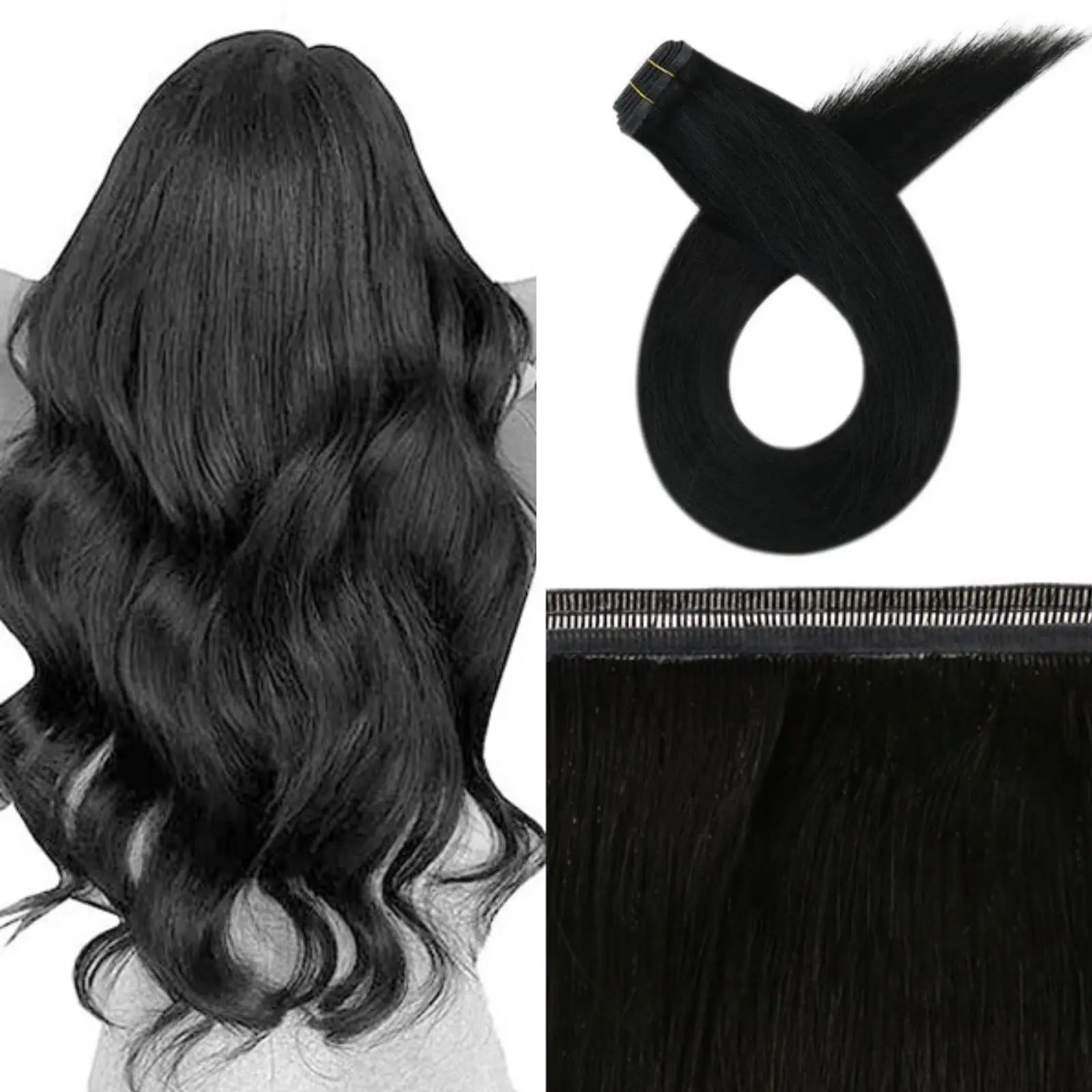 100% real human hair flat silk weft hair extensions