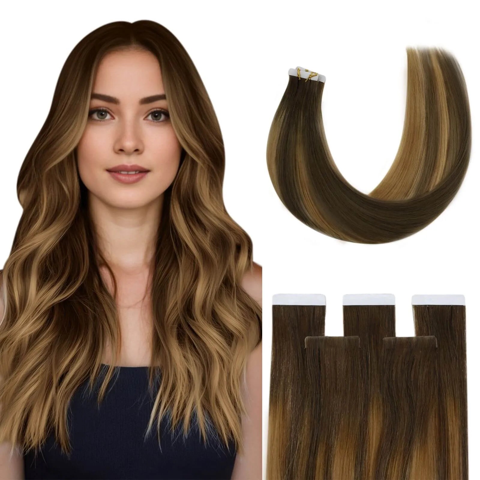 silkysmoothadhesivevirginfullcuticlehairextensionstapeinbalayageprofessionalhumanhair