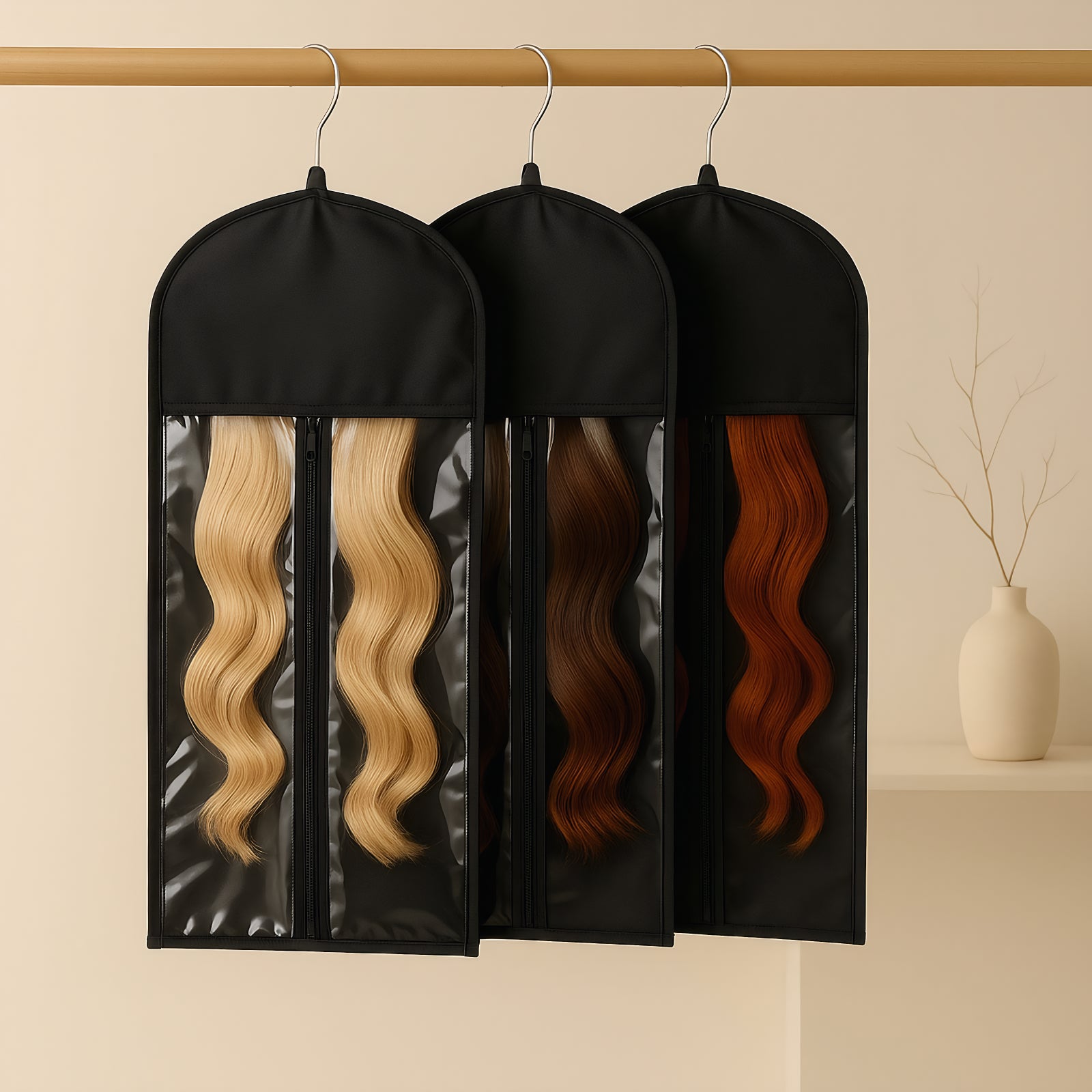 Hair Extensions Hanger with Storage Bag Hairpieces Storage Holder
