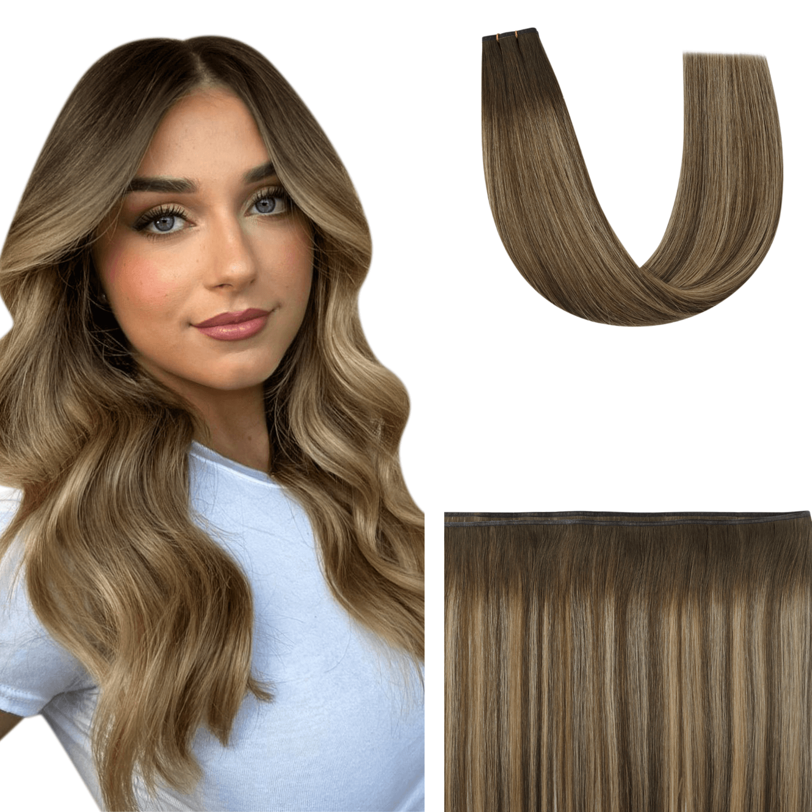 Youngsee silk flat weft extensions brown