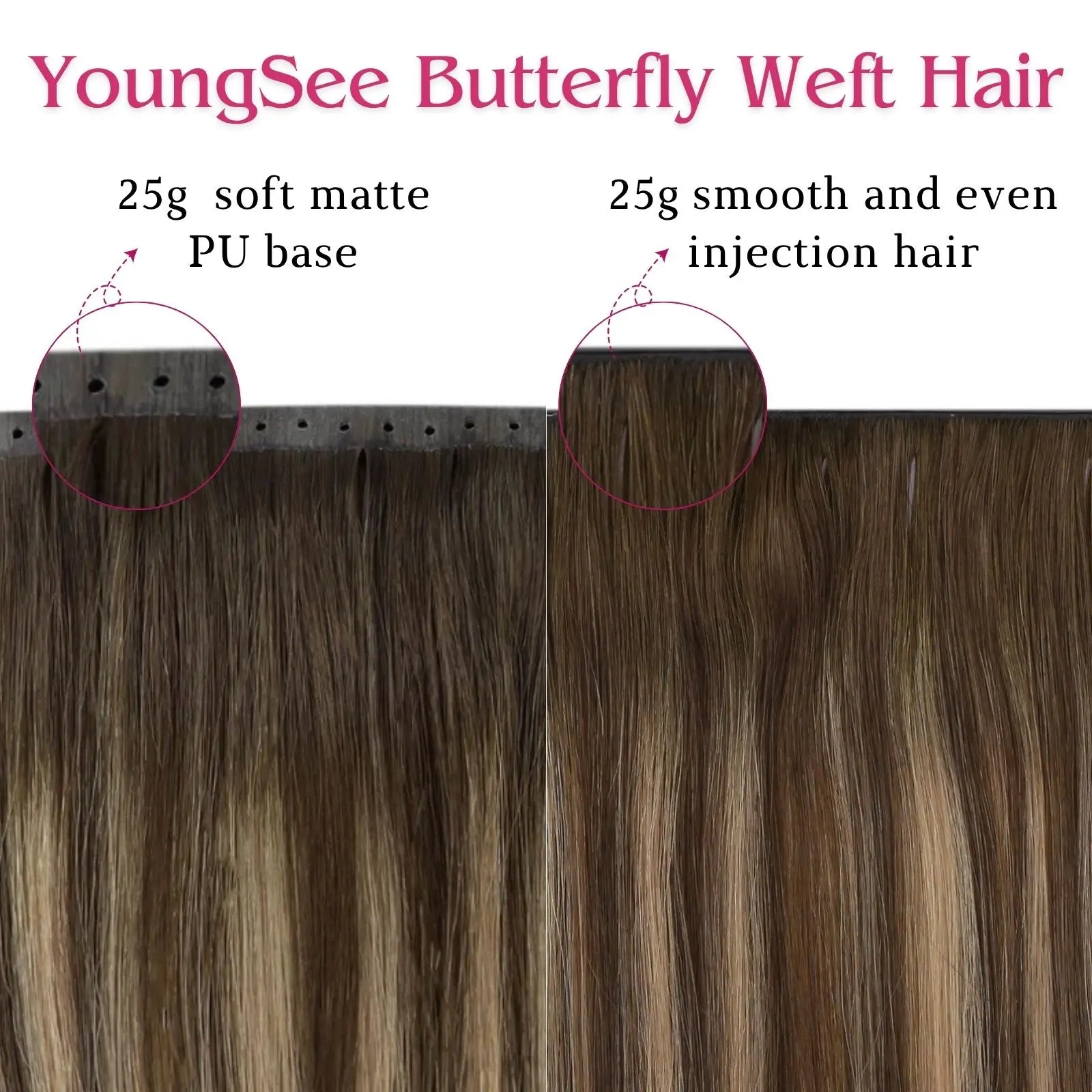 Youngsee virgin weft hair extensions pu hole wefts