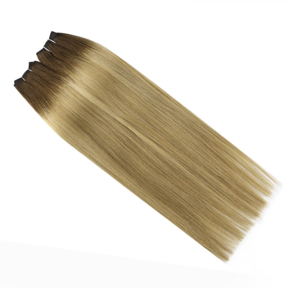 Virgin Sew in Weft Hair Extensions Balayage Brown Mixed Blonde