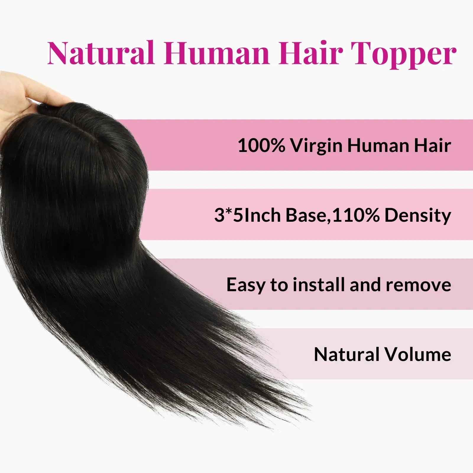 real human hair topper off black
