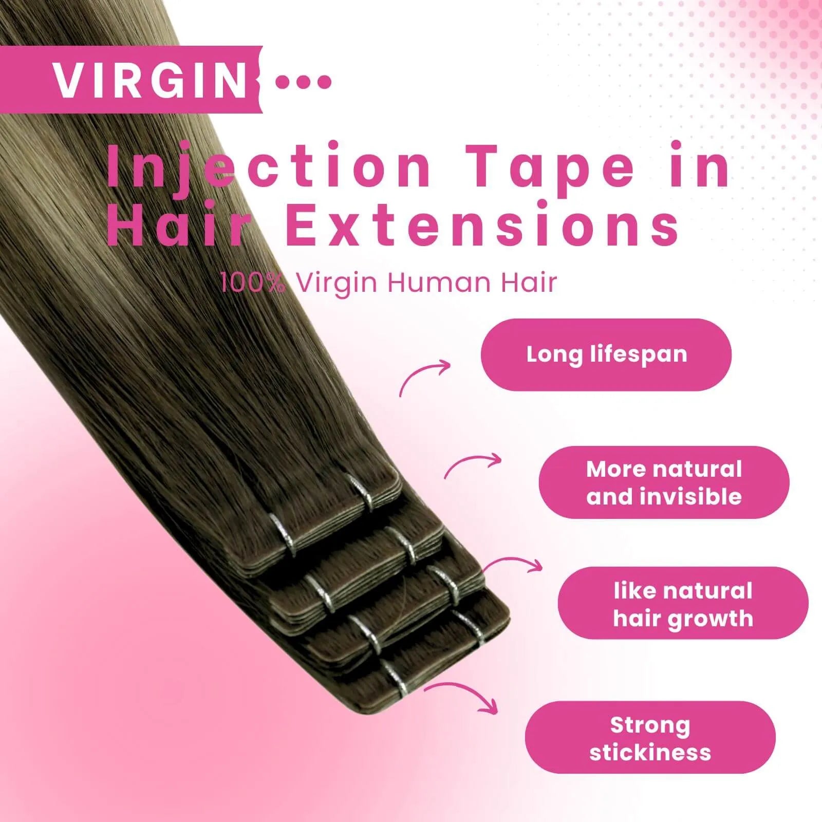 virgin injection tape in hair extensions real human hair for women