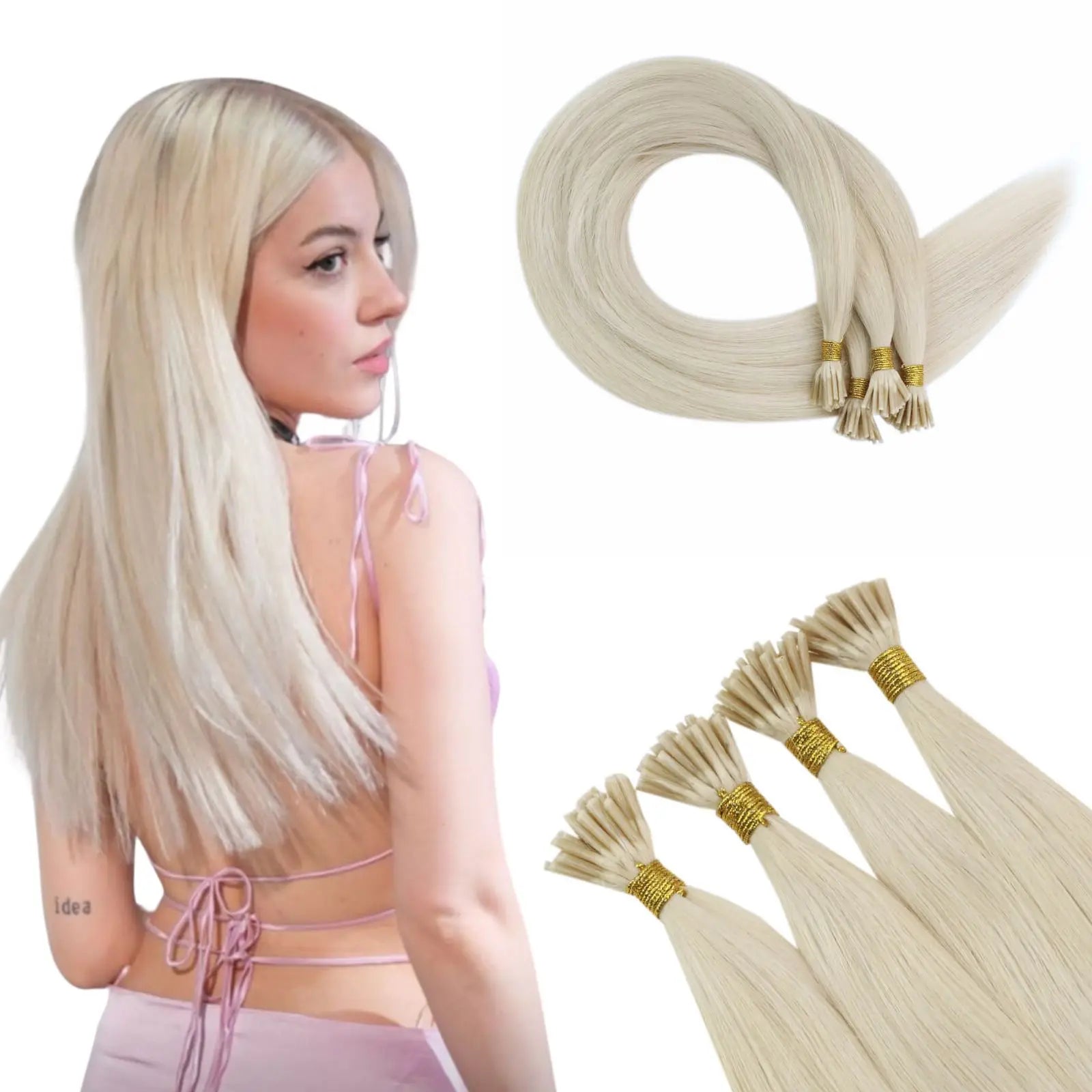 Keratin virgin prebonded hair extensions for women