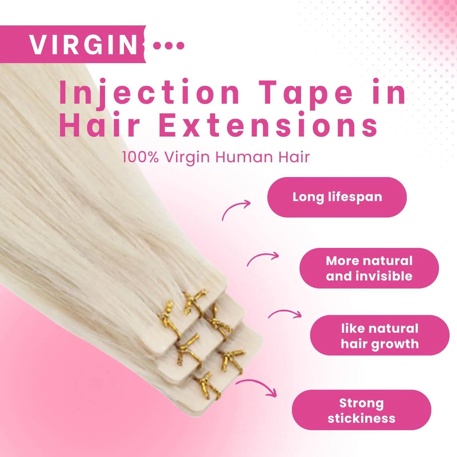 seamless tape hair extenison blonde human hair