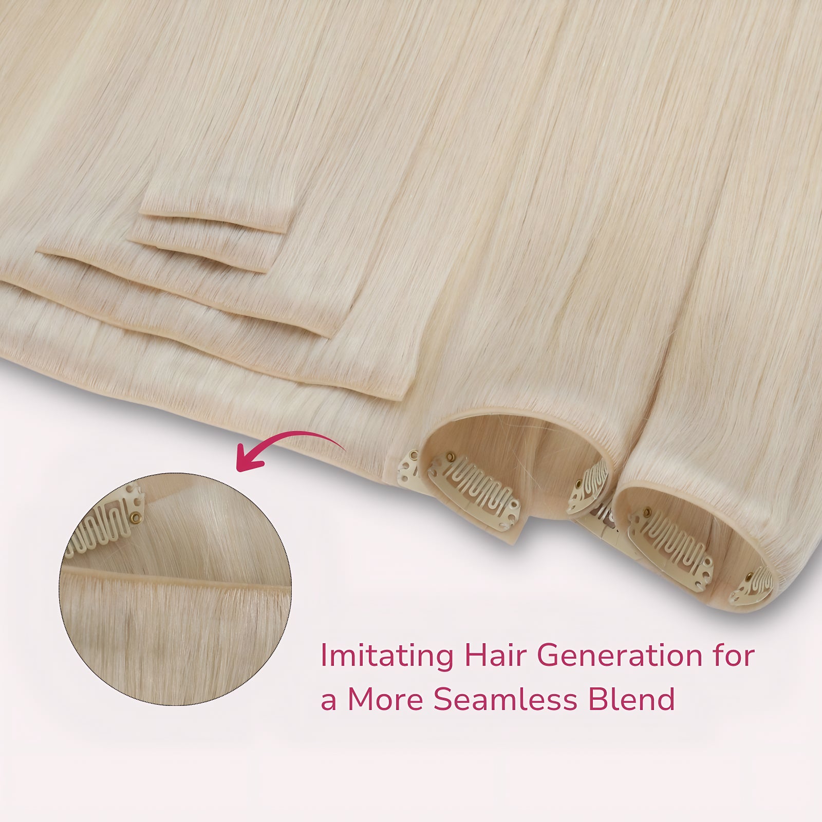 seamless injection pu clip in hair extensions blonde hair