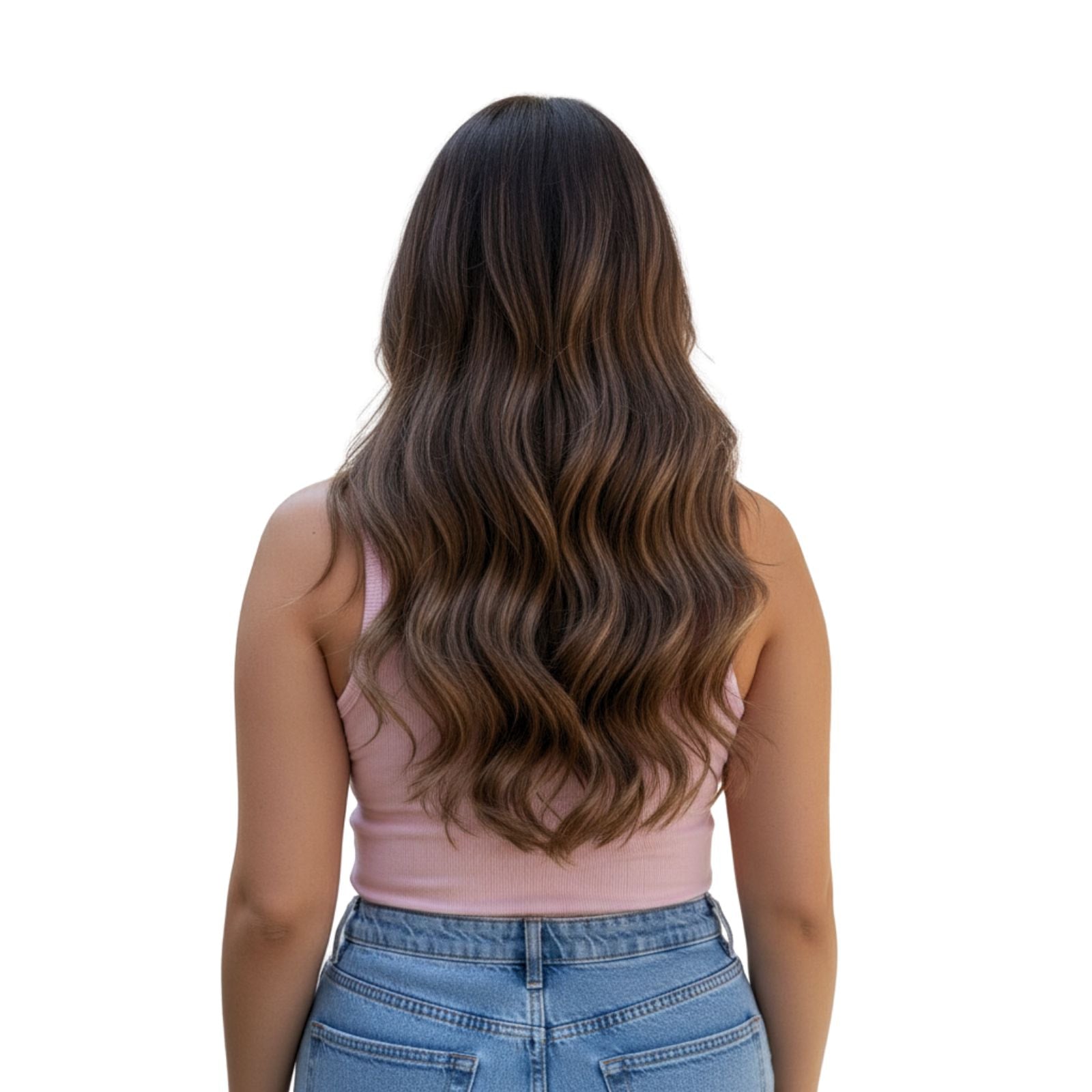 Clip in Remy Human Hair Extensions 7Pcs Clip-Ins Balayage Brown