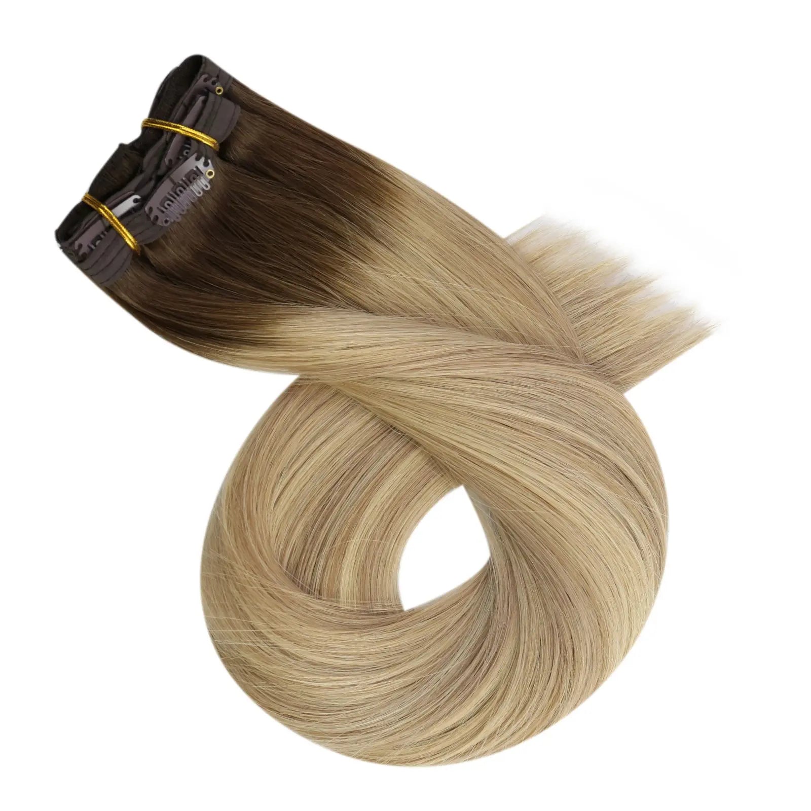 seamless clip in hair extensions virgin human hair balayage blonde