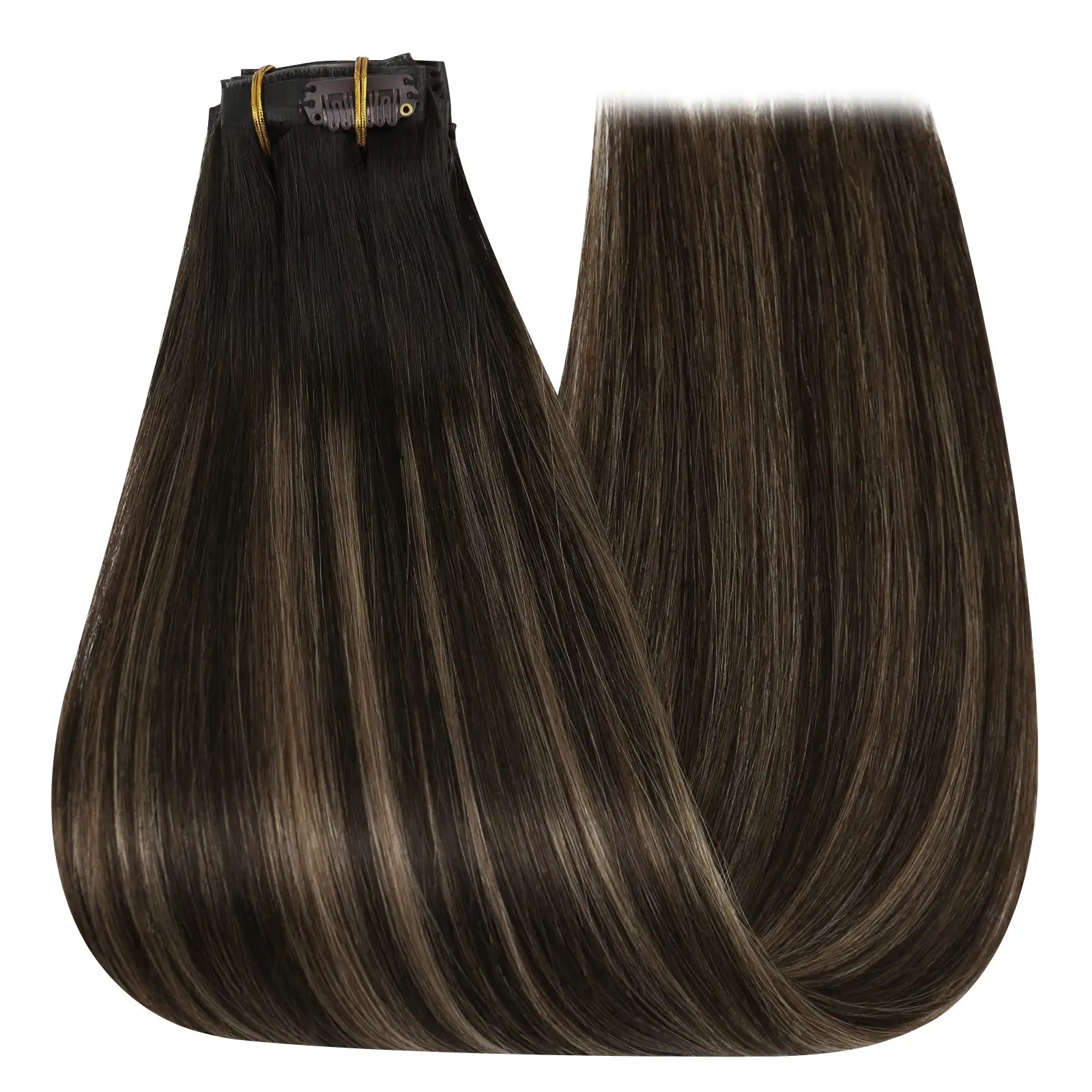 clip in hair extensions,pu clip in hair,seamless clip in hair,balayage brown hair
