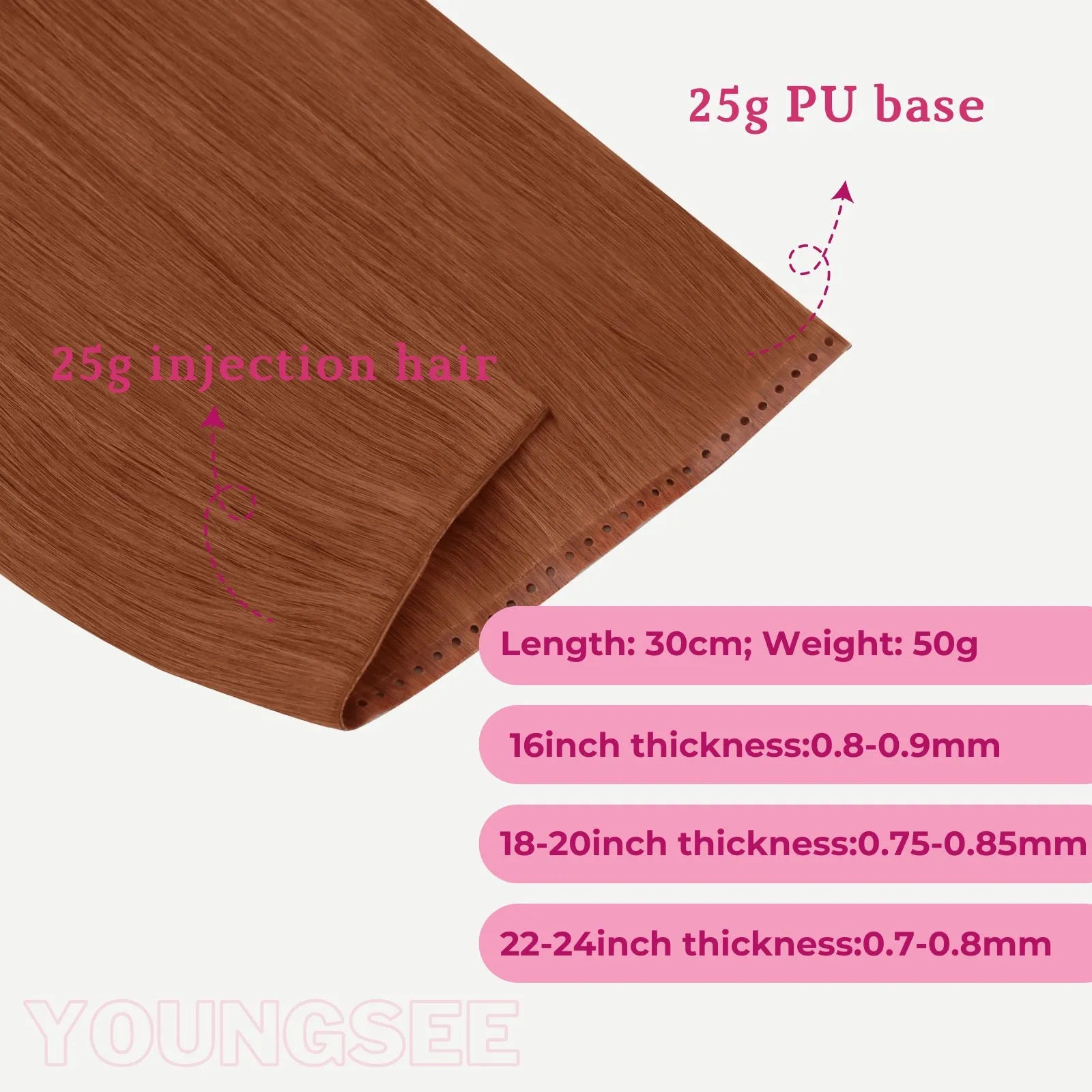 copper red butterfly weft hair extensions