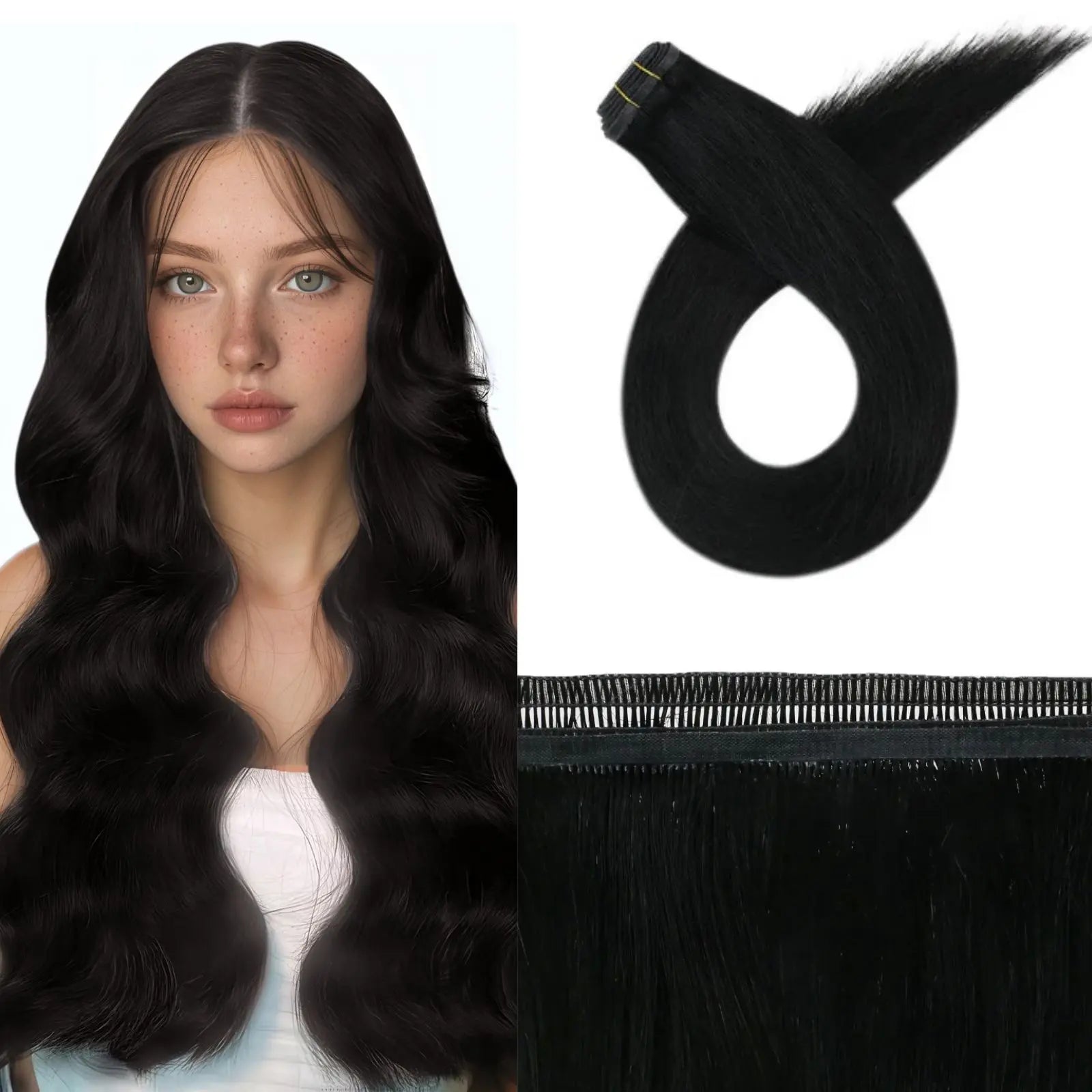 best human hair bundles virgin flat silk weft hair extensions jet black
