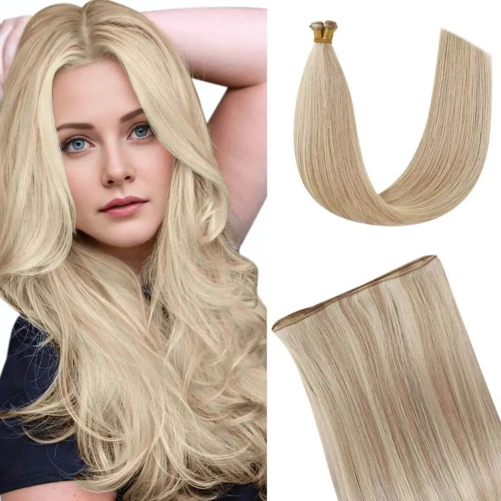 genius weft extensions human hair bundles pink blonde