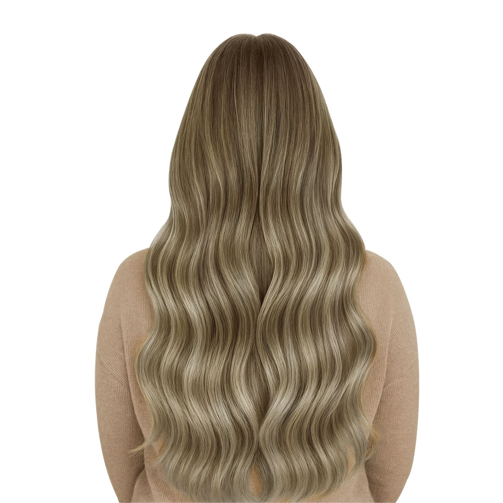 PU Genius Weft Clip in Remy Human Hair Balayage Blonde with Brown