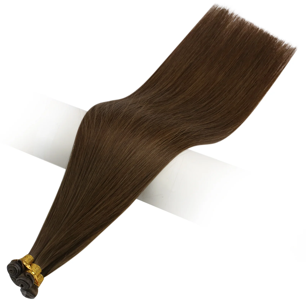 virgin human hair bundles light brown hybrid weft for thin hair