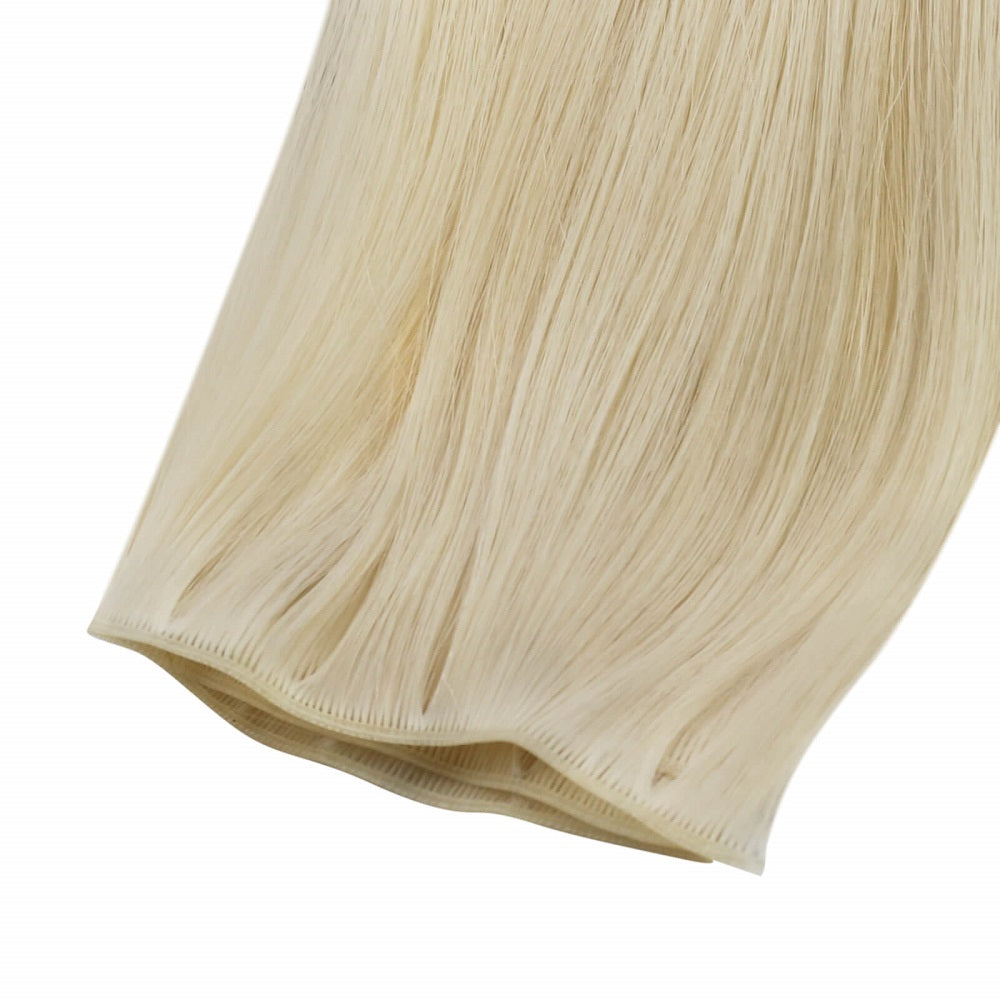 real human weft hair seamless genius weft platinum blonde