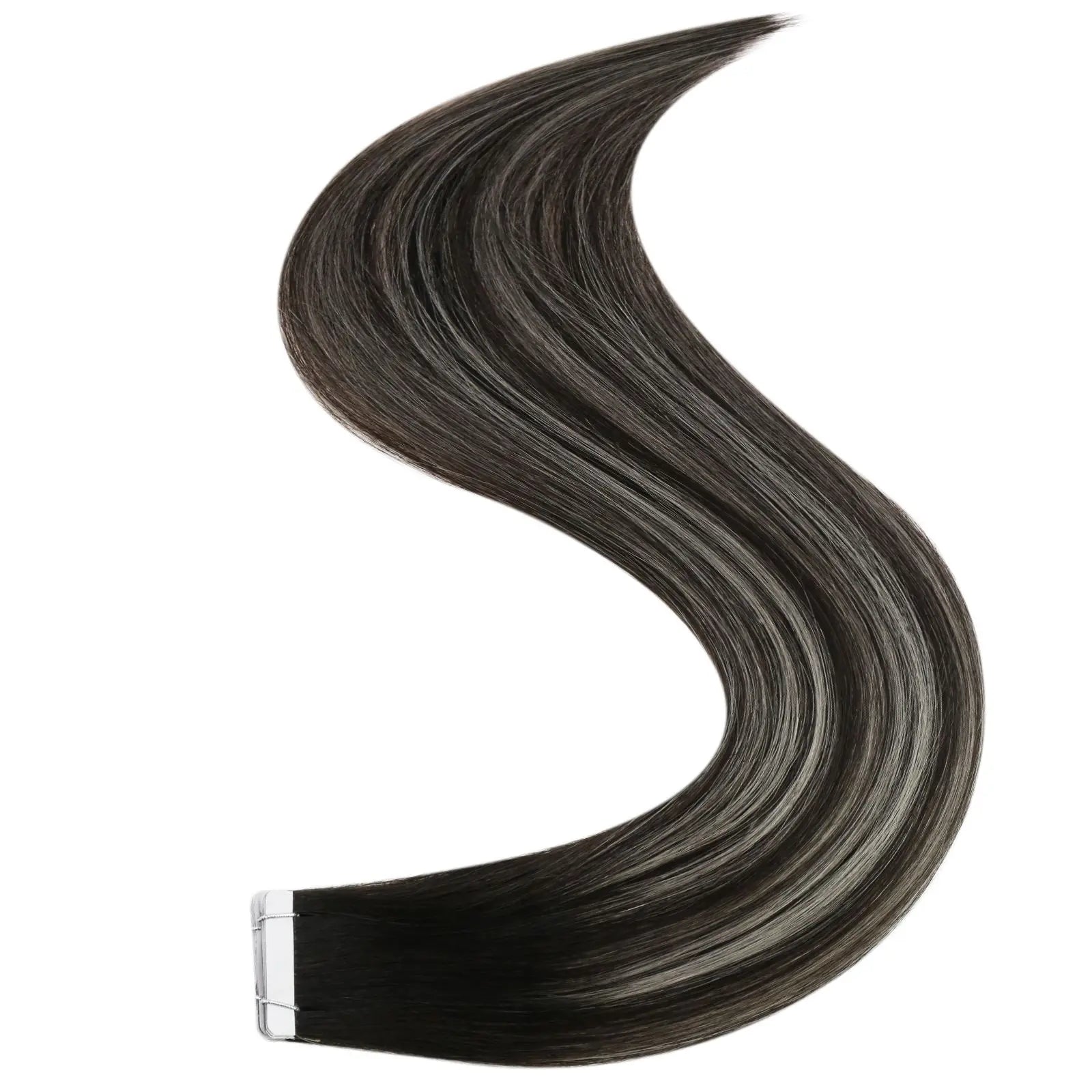 virgin tape in hair extensions black wih silver