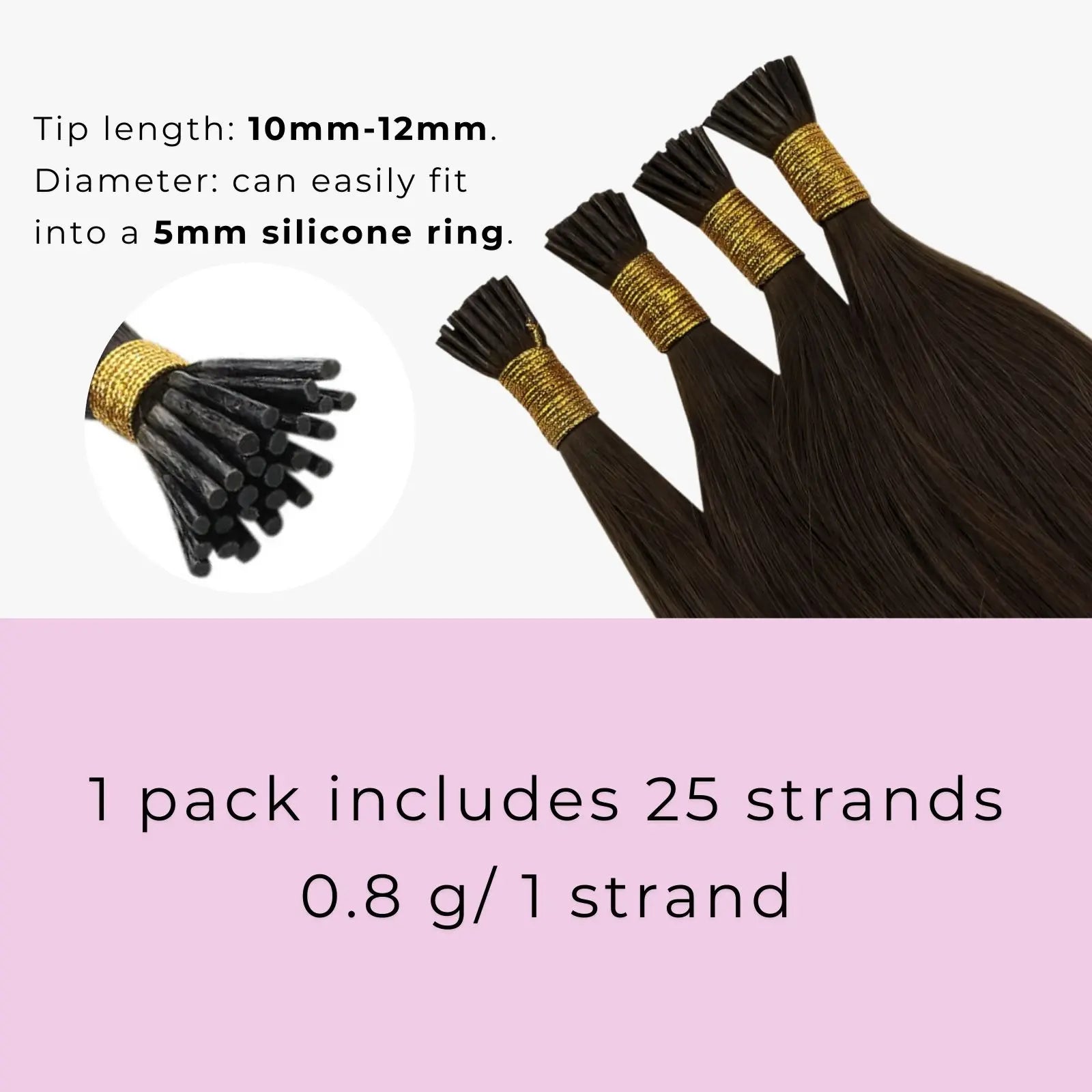 Virgin I Tip Hair Extensions Keratin Hair Extension Darkest Brown