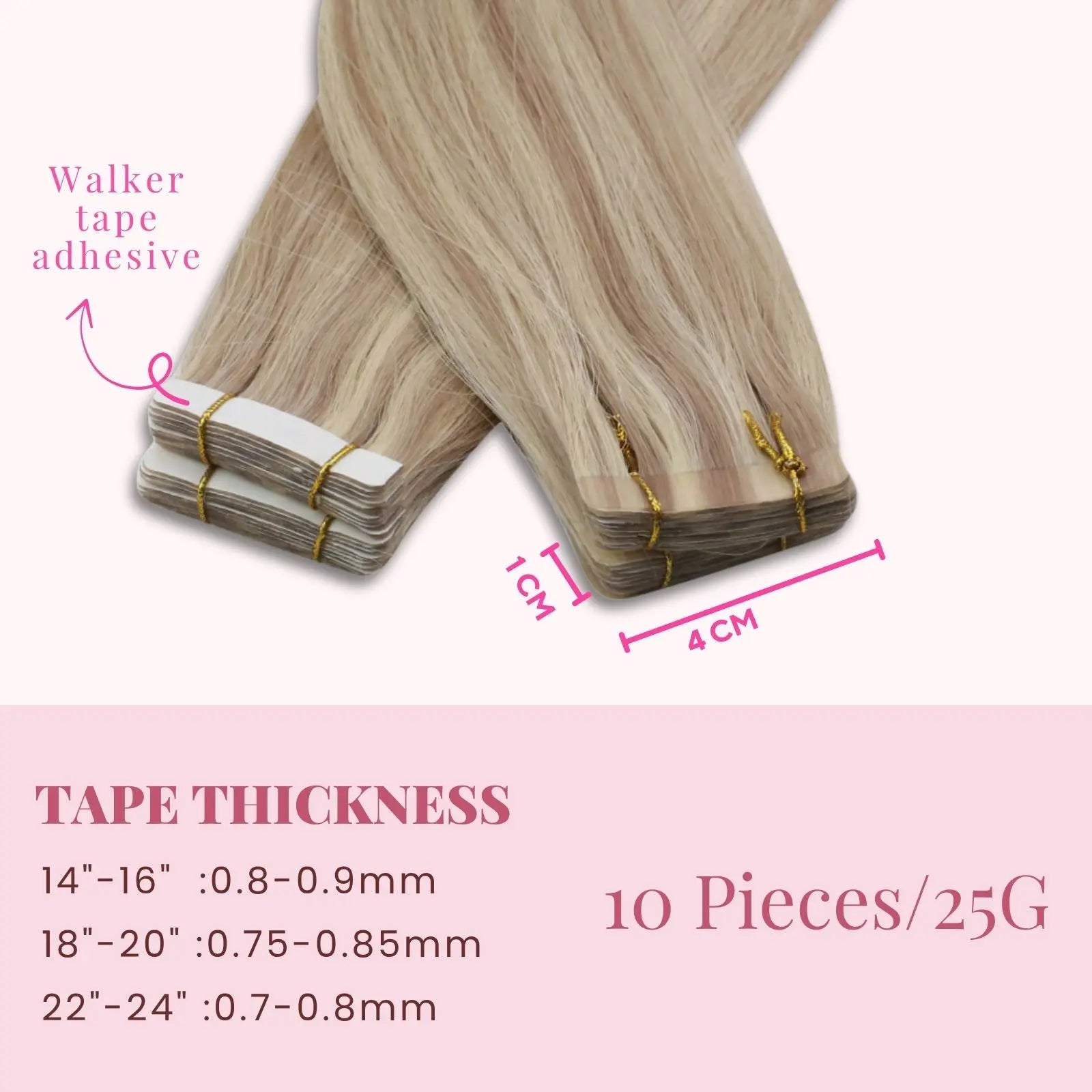 pink blonde highlighted tape in hair extensions