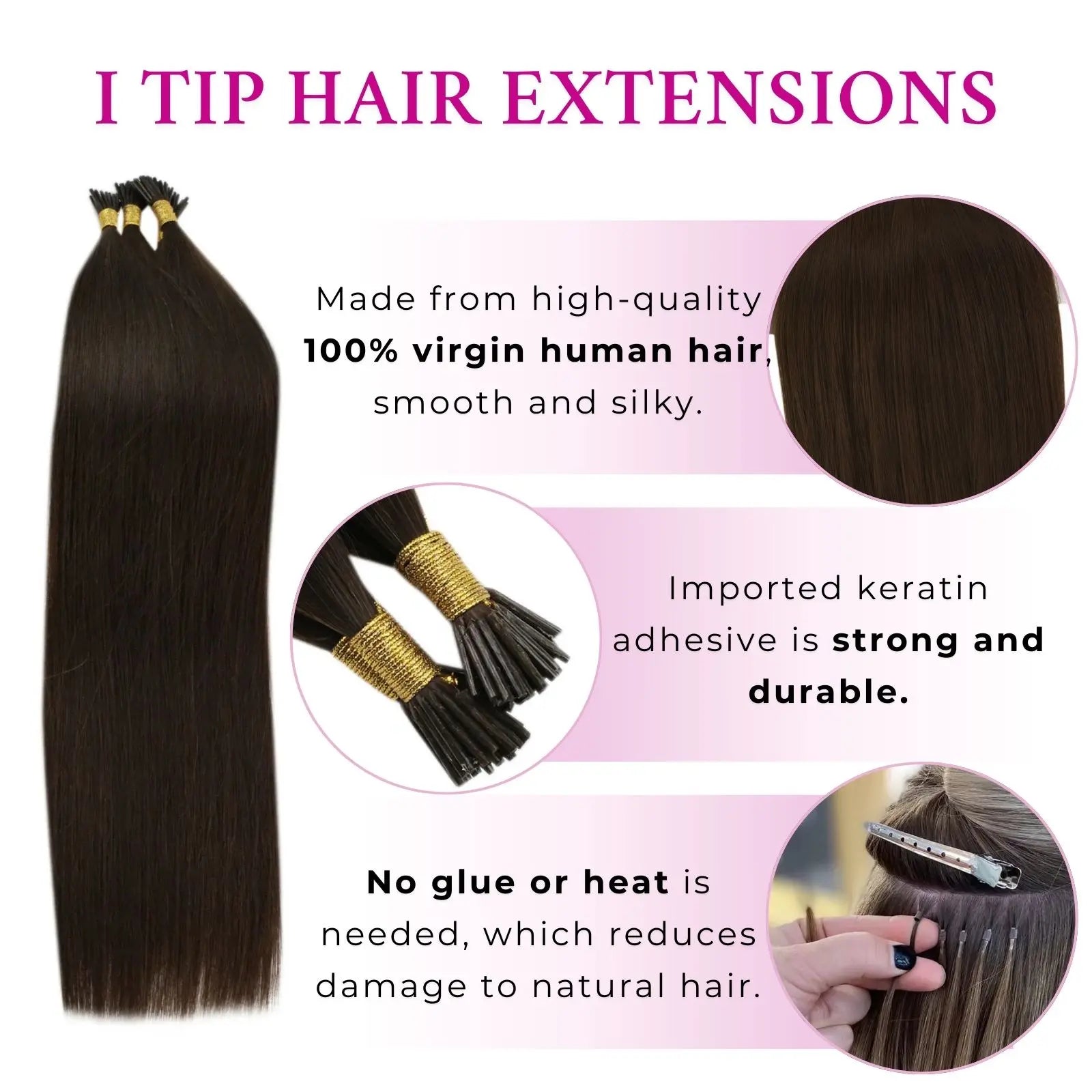 Keratin Hair Extension Darkest Brown