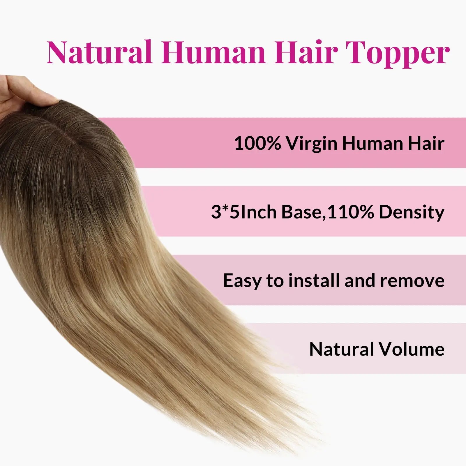 Best Virgin Human Hair Topper Mono Base Bronde Brown