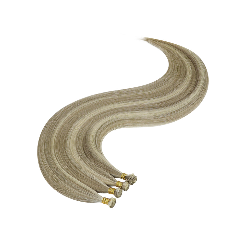 hybrid weft virgin human hair bundles brown with blonde