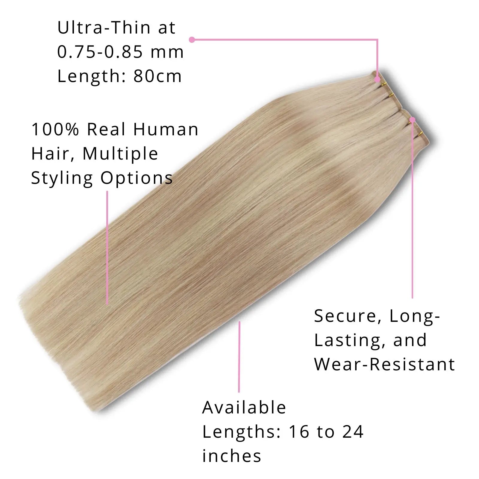 100% real human hair extensions invisible hair wefts